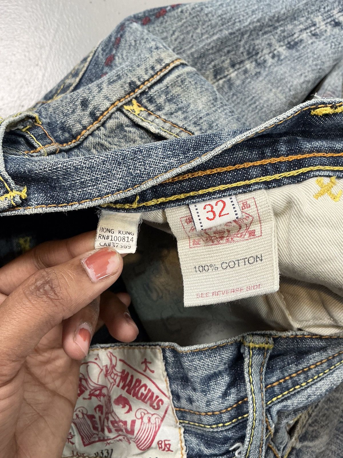Japanese Brand × Vintage Vintage Evisu inspired Japanese SpellOut embroidered denim Size US 34 / EU 50 - 7 Thumbnail