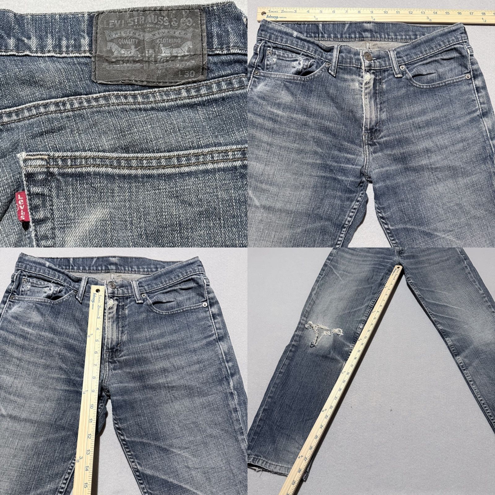 Levi's Levi's Jeans Men Blue Denim Distressed Low Rise Straight Zip Fly 32x28 Size US 32 / EU 48 - 8 Thumbnail