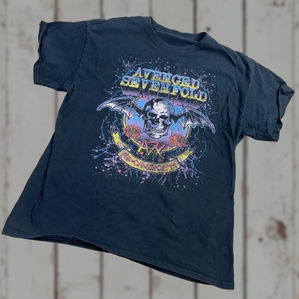 Vintage Avenged Sevenfold Heavy Metal Tour Tee Shirt Mens Large AOP Graphic Print Band Concert Tour Size US L / EU 52-54 / 3 - 1 Thumbnail