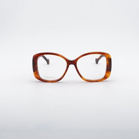 Gucci Gucci GG1236O 002 Eyeglasses Havana 55mm Square Frame Size ONE SIZE - 3 Thumbnail
