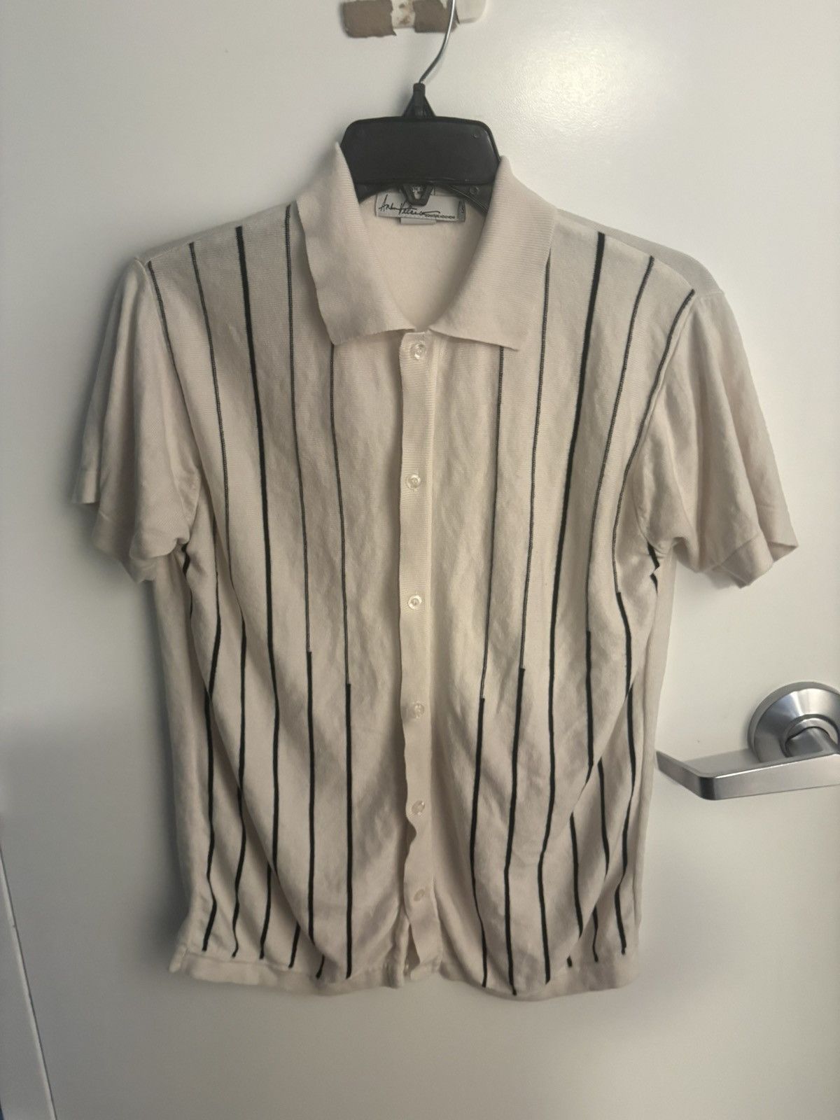 Other Andre Peter White Blue Striped Knit Button-Up Shirt Size S Size US S / EU 44-46 / 1 - 7 Thumbnail