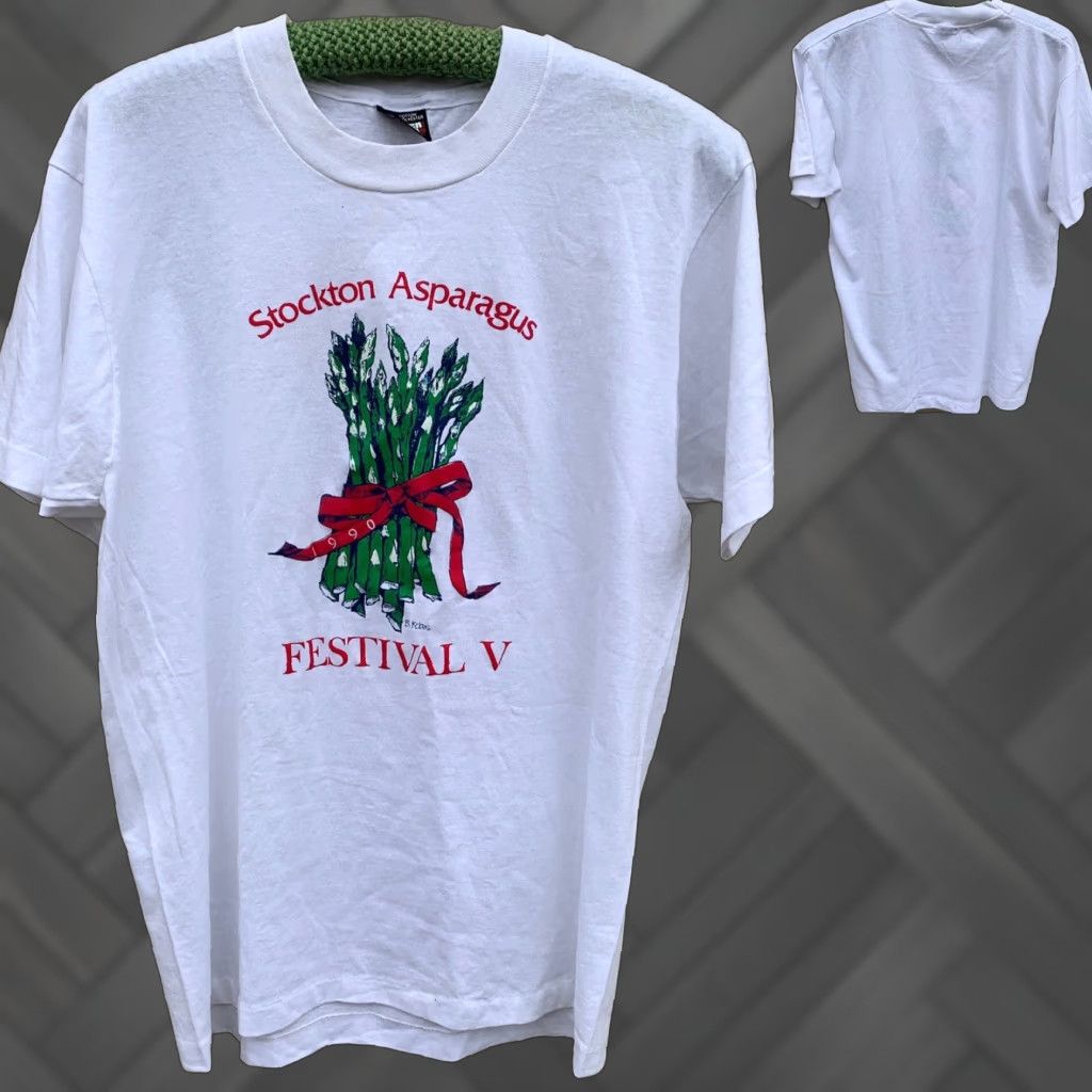 Vintage VINTAGE Stockton Asparagus Festival V T-Shirt L Made In USA White Size US L / EU 52-54 / 3 - 1 Thumbnail