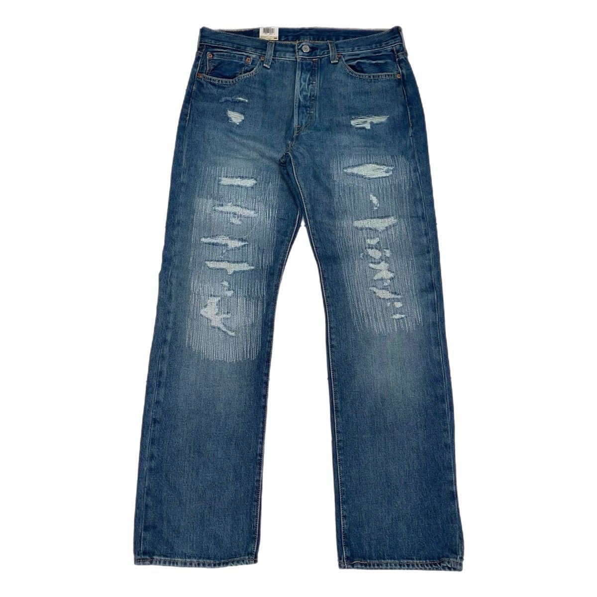 image of Levis x Levis Made Crafted Levi’S 501 Repaired Stitch Work Double Knee Denim 150Th in Blue (Size 33