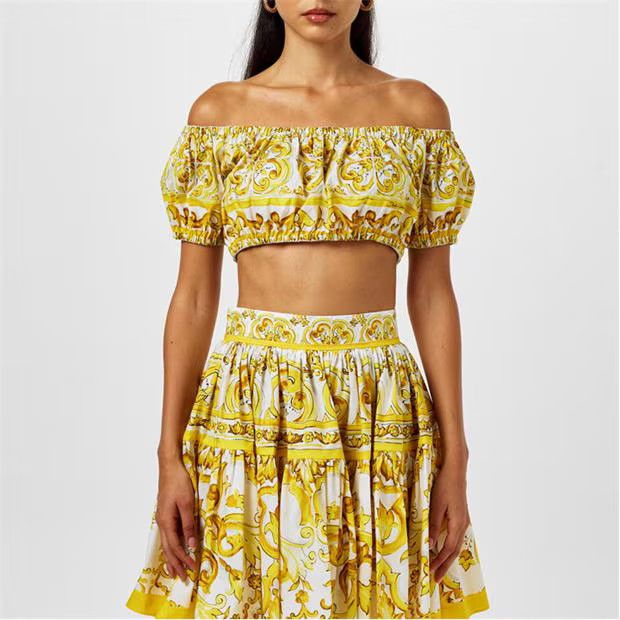 Dolce & Gabbana o1g2r1mq1024 Maiolica Bardot Top in Multicolor Size M / US 6-8 / IT 42-44 - 3 Thumbnail