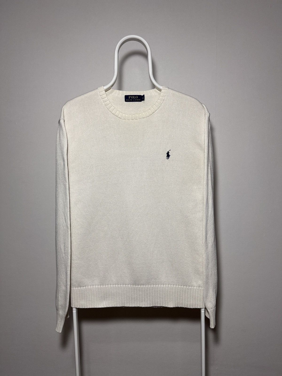 Ralph Lauren POLO SPORT cotton knit sweater, men's size S cotton white type Vintage Second Hand