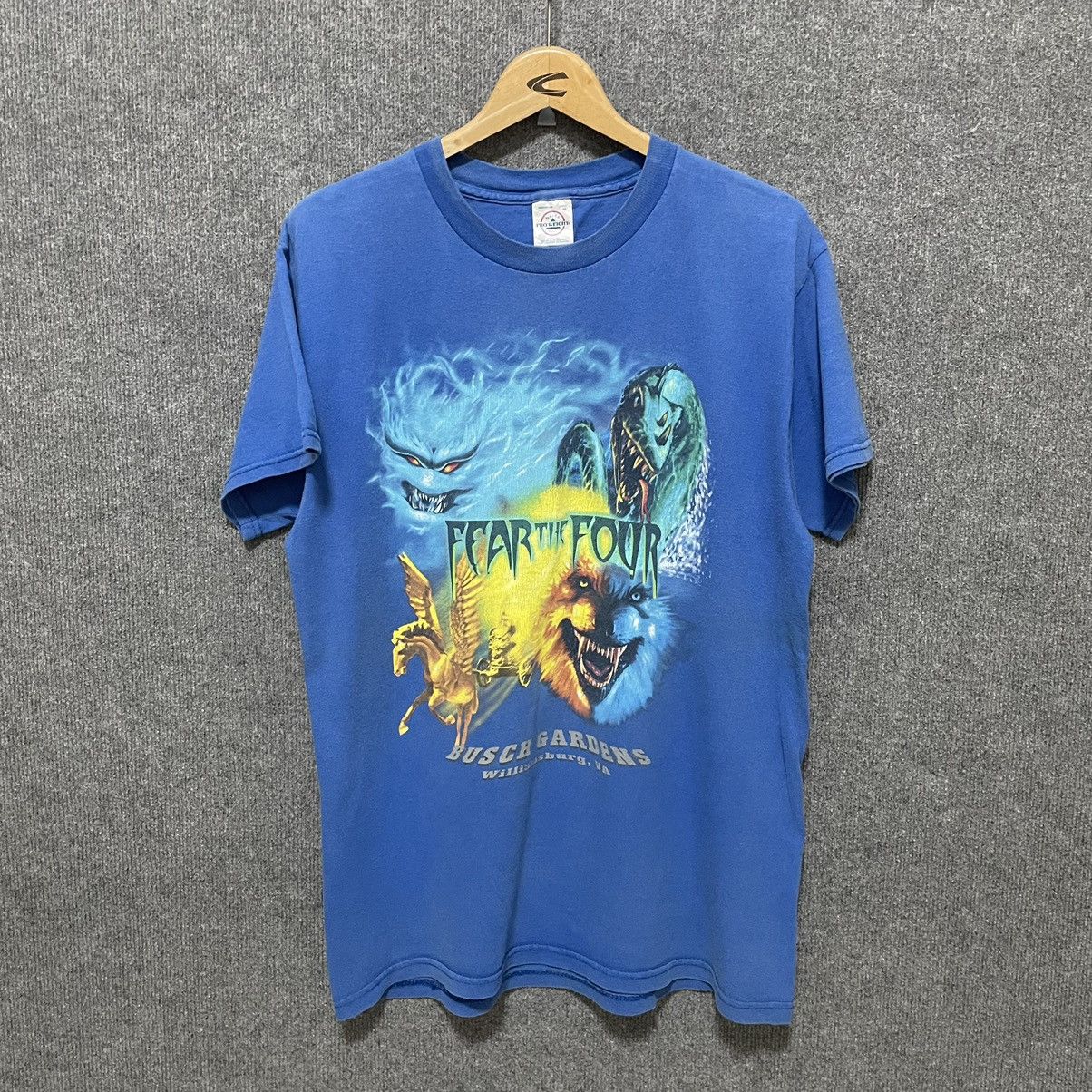 Vintage 90s Busch Gardens Amusement Park Fear The Four Promo Tee Size US L / EU 52-54 / 3 - 1 Thumbnail