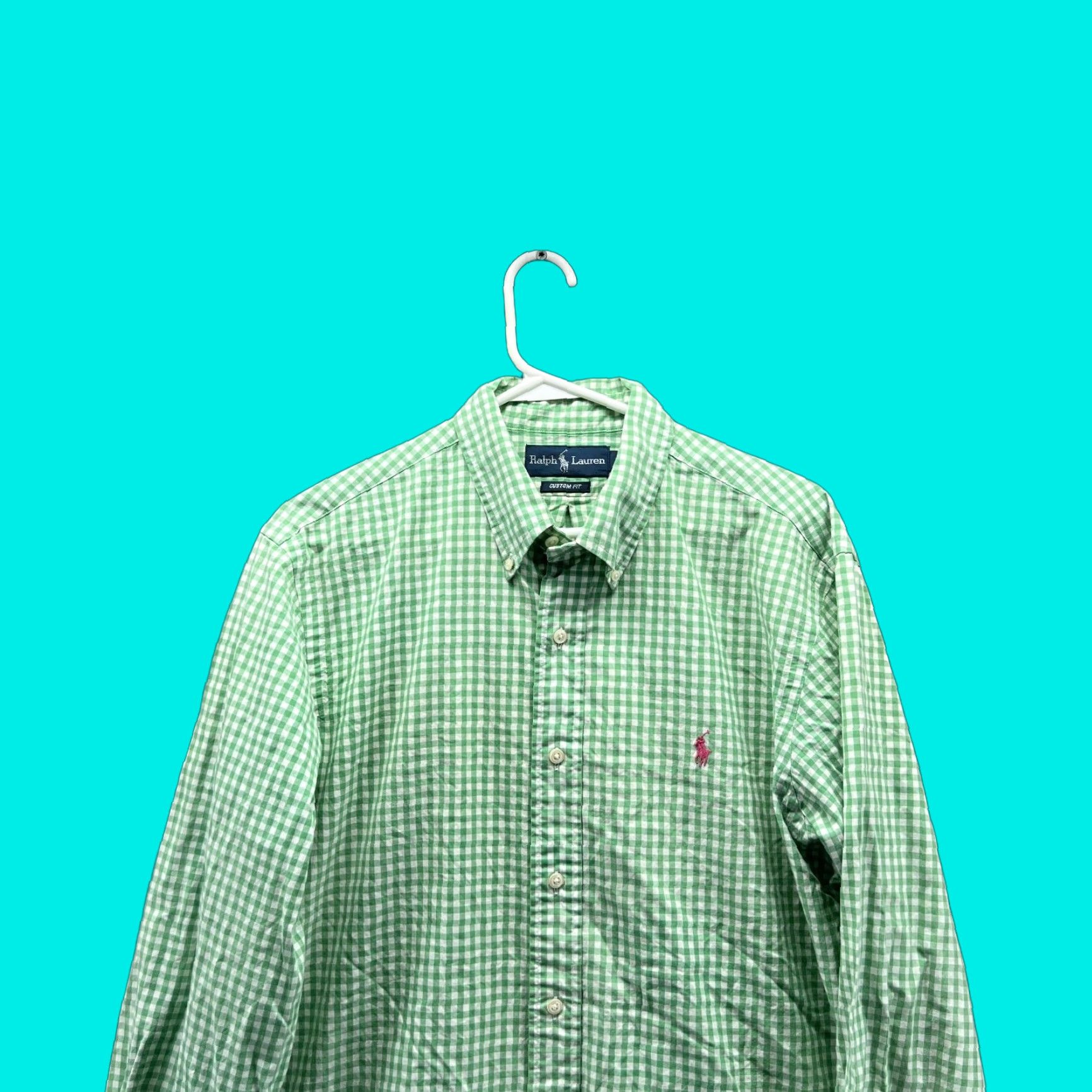 Ralph Lauren VINTAGE Ralph Lauren Shirt Men Large Adult Green White Gingham Casual Button Down Pony Shirt Size US L / EU 52-54 / 3 - 1 Thumbnail