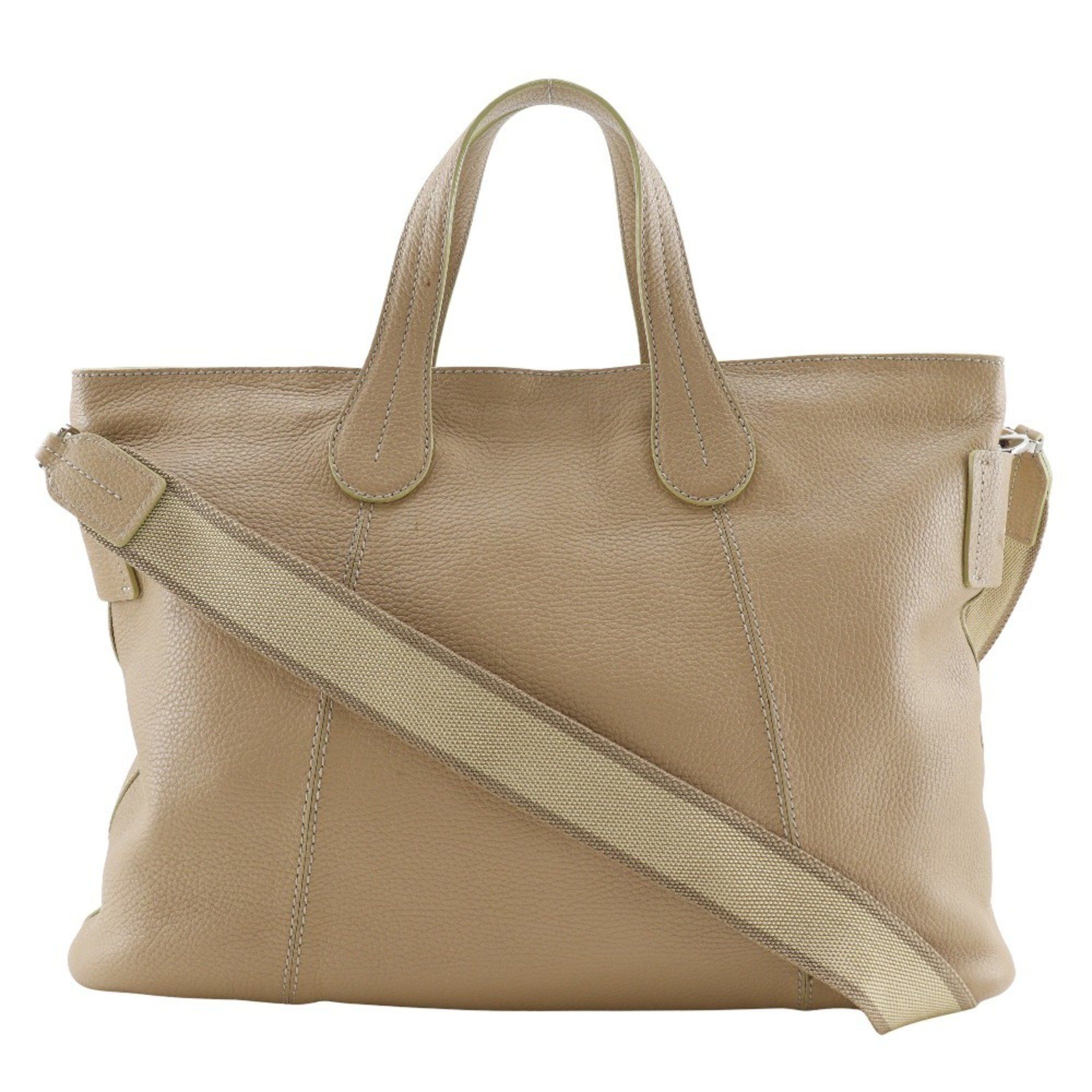 Tod's Tod's Tote Bag, Handbag, Shoulder Beige Leather, 2-Way, A4 Size, Unisex Size ONE SIZE - 1 Thumbnail
