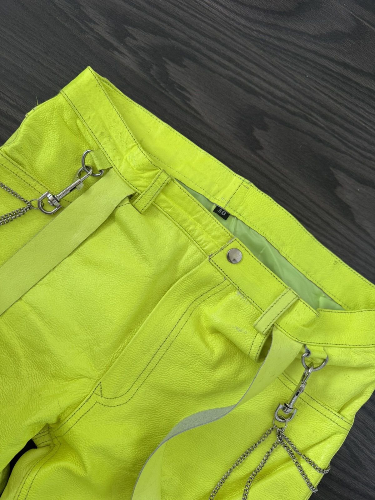 Ev Bravado × Vlone × Who Decides War Ev Bravado LEATHER BONDAGE NEON GREEN Size US 30 / EU 46 - 8 Thumbnail