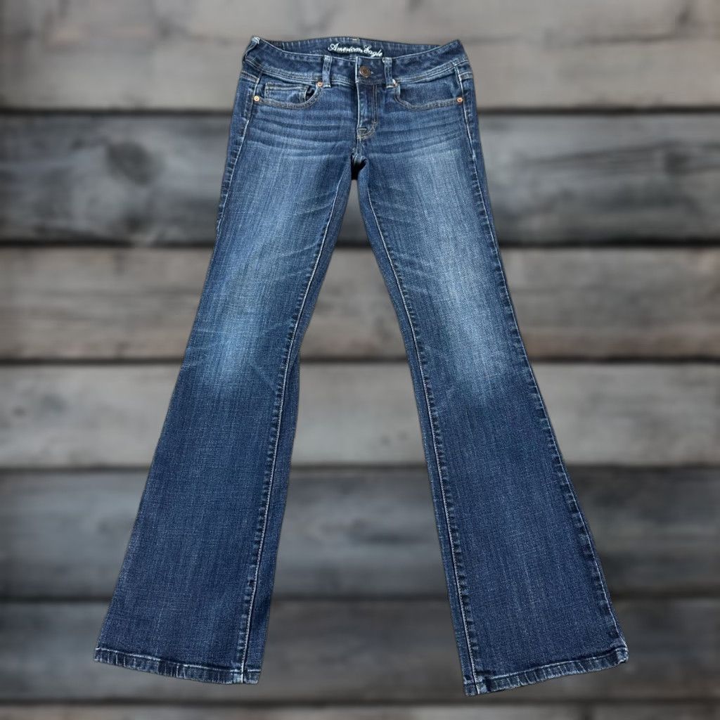 American Eagle Outfitters American Eagle Outfitters Jeans Womens 6 Blue Original Boot Regular Fit Dark Wash Stretch Denim 5-Pocket Cowboy Distressed Regular Womens Jeans Size 28" / US 6 / IT 42 - 1 Thumbnail