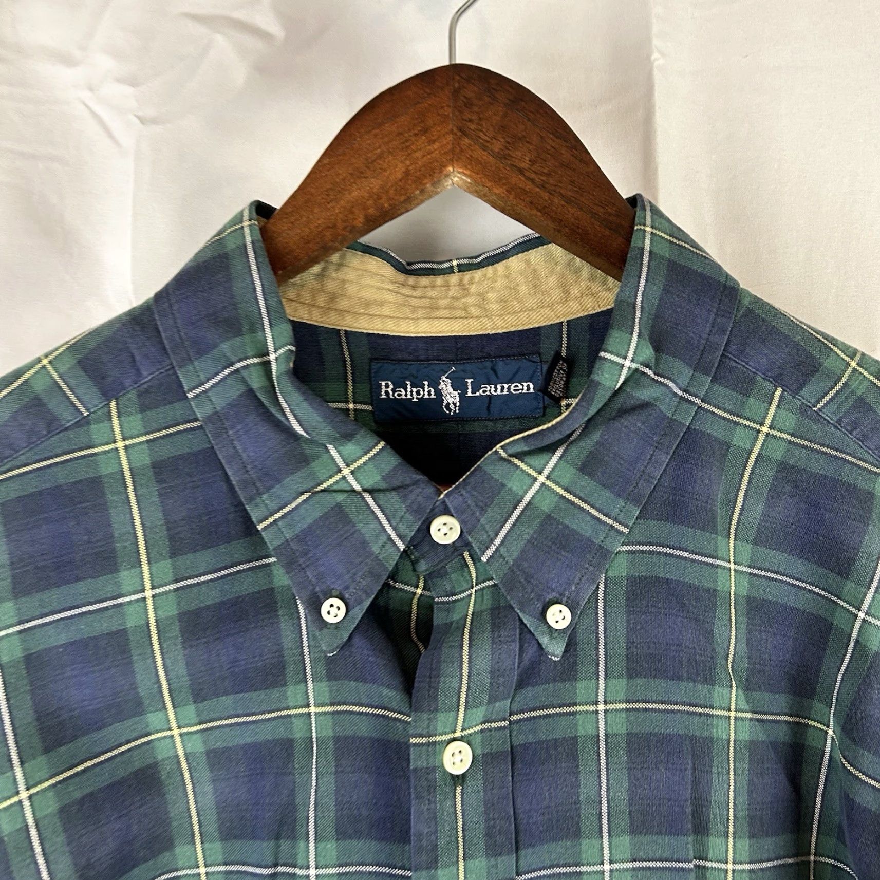 Ralph Lauren Ralph Lauren Shirt Button-Up Plaid Green Blue 2XLT Tall Mens Preppy Casual Size US XXL / EU 58 / 5 - 3 Thumbnail