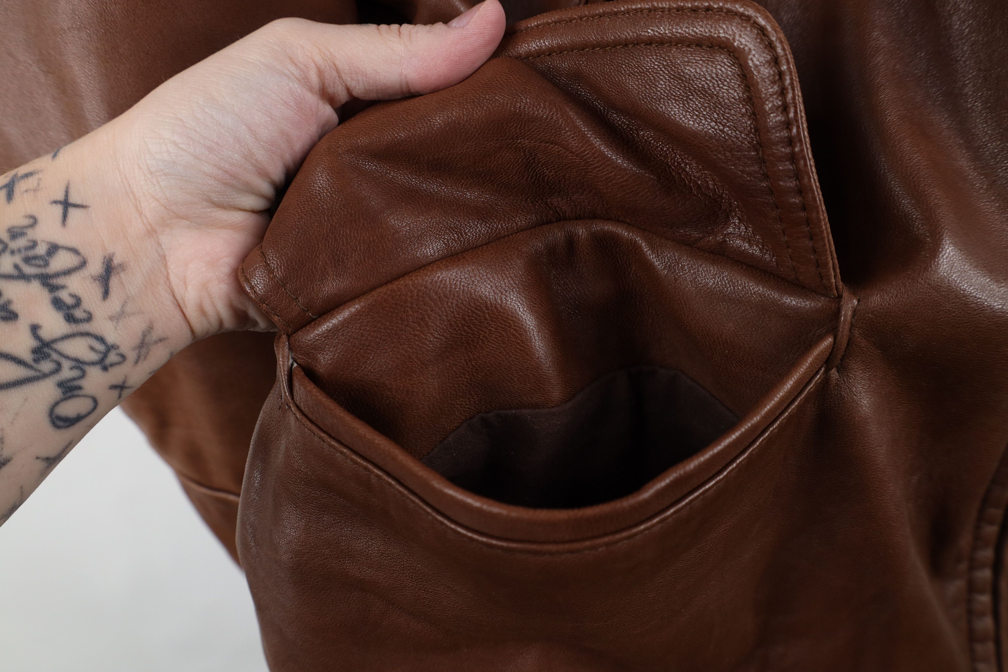 Vintage Vintage 90s Y2K Streetwear Lined Soft Leather Jacket Brown Size US M / EU 48-50 / 2 - 7 Thumbnail