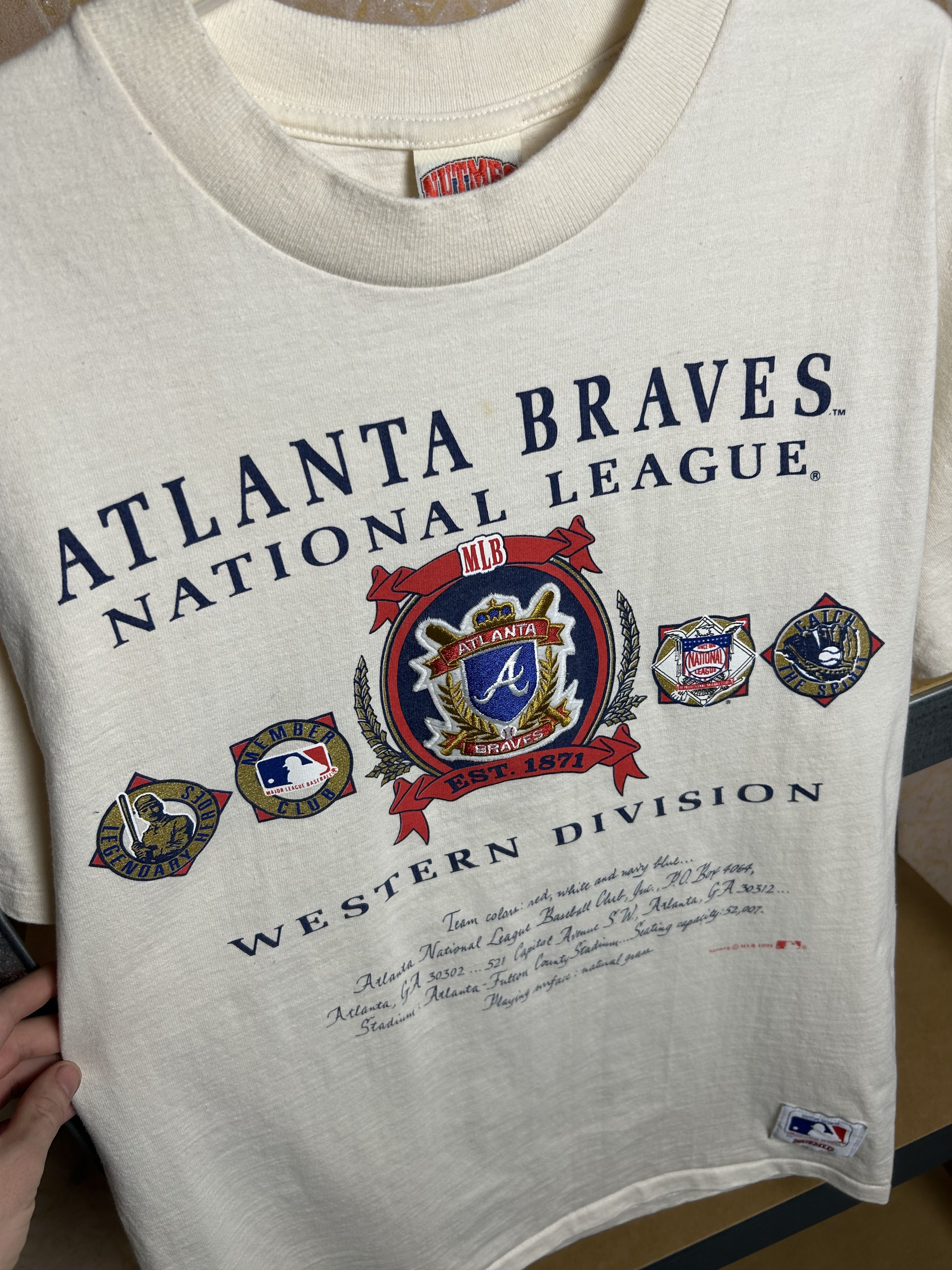 MLB Vintage 1991 Atlanta Braves MLB Nutmeg Playoffs T-shirt Size US L / EU 52-54 / 3 - 7 Thumbnail