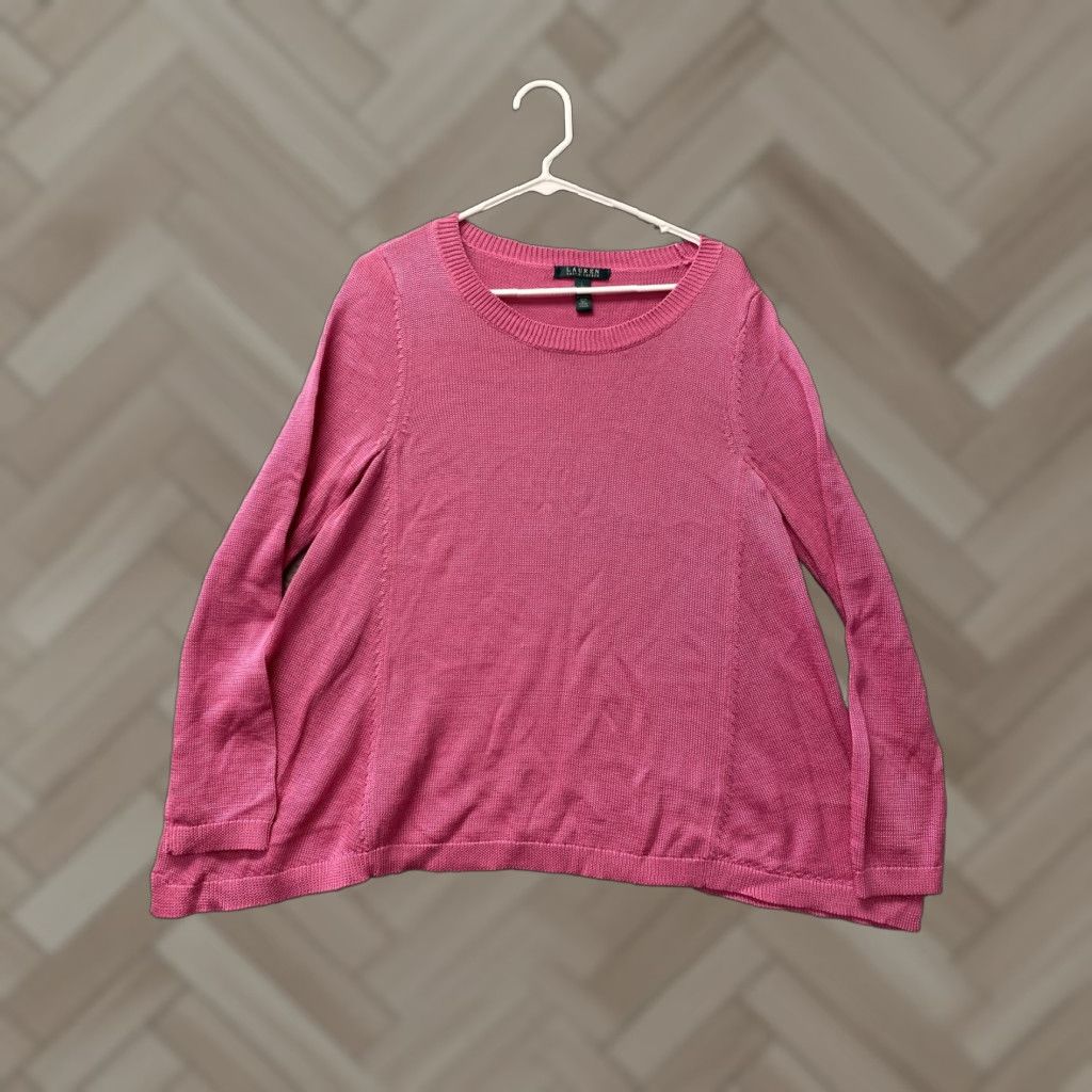 Ralph Lauren Lauren Ralph Lauren Sweater Women's Large Hot Pink Pullover 47-78 Size L / US 10 / IT 46 - 1 Thumbnail