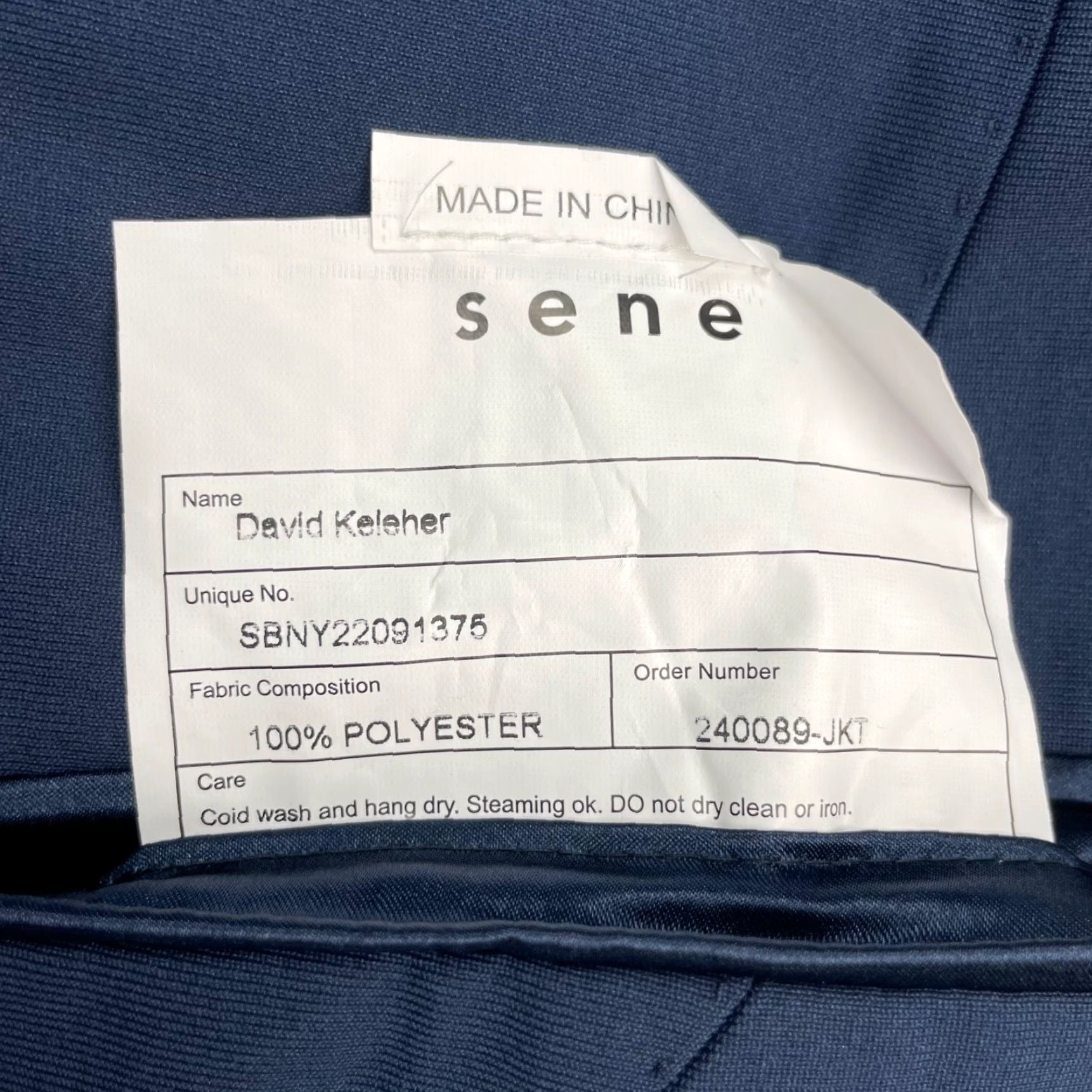 Vintage Sene Blazer Jacket Navy Blue 48R Regular 2-Button 100% Polyester Men’s Jacket Slim Notch Lapel Size 48R - 6 Thumbnail