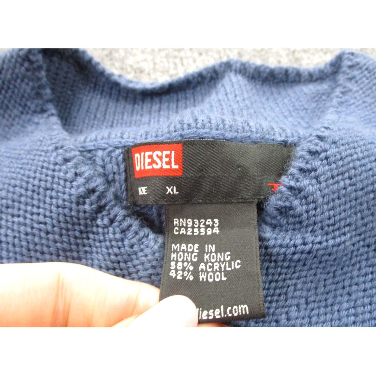 Diesel VINTAGE Diesel Sweater Mens XL Blue Wool Acrylic Pullover Ribbed Casual Knit Logo Brand Diesel Mens XL Blue Pullover Sweater Size US XL / EU 56 / 4 - 7 Thumbnail