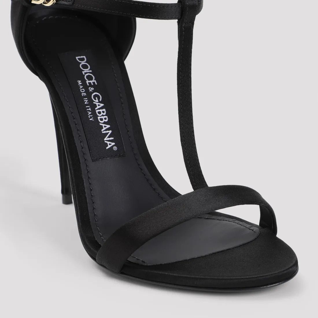 Dolce & Gabbana o1s22i1n0225 Satin T-bar Sandals in Black Size US 9 / IT 39 - 2 Thumbnail