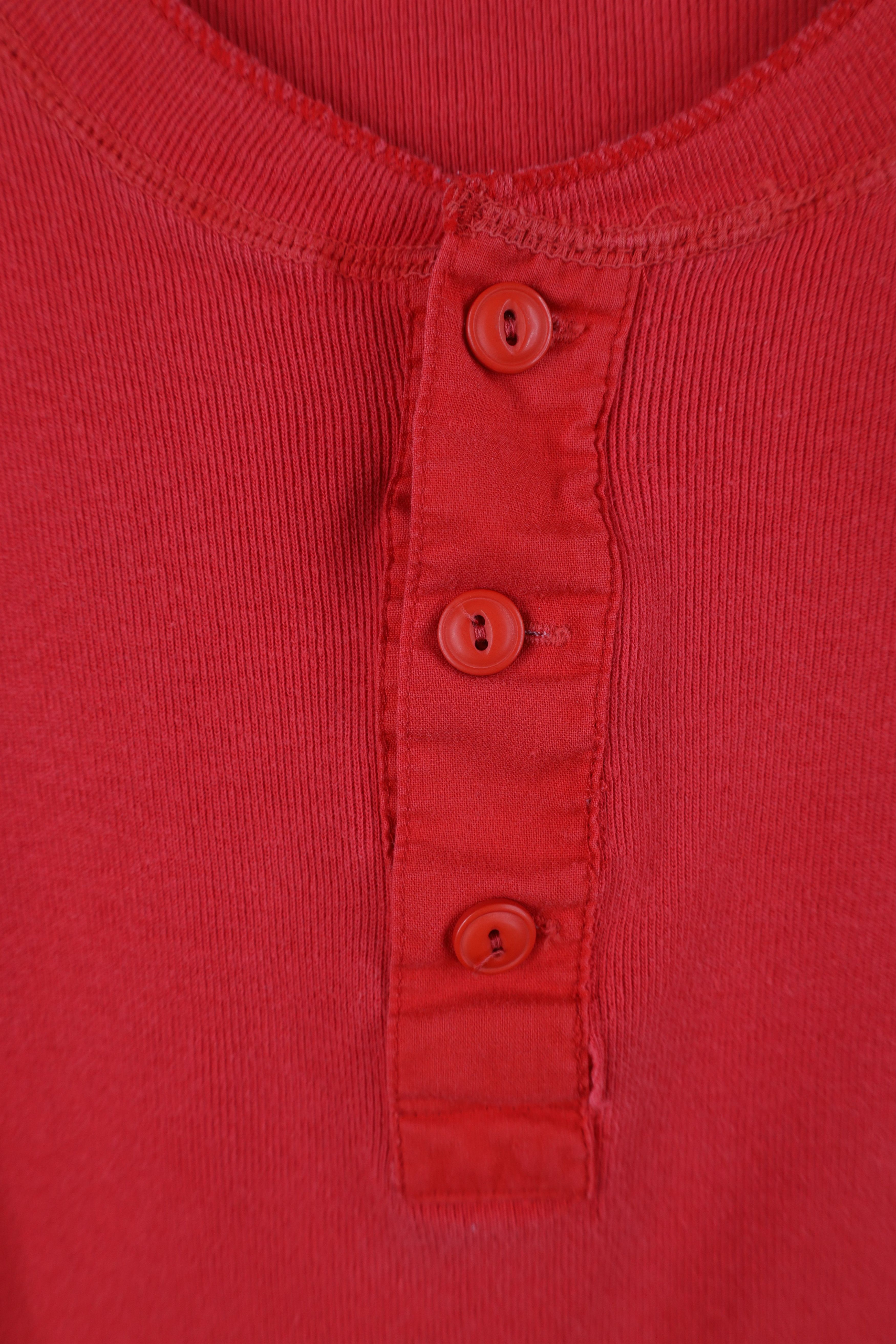 Gap Vintage 80s 90s Gap Ribbed Knit Henley T-Shirt Red Cotton Size US L / EU 52-54 / 3 - 5 Thumbnail
