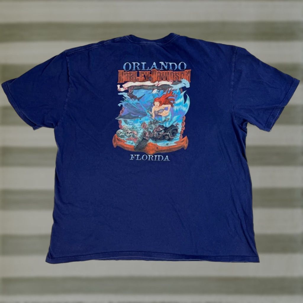 Harley Davidson Harley-Davidson T-Shirt Mens Shirt Short Sleeve Crew Neck 3XL Navy Blue Double-Sided 2016 Orlando FL) Size US XXL / EU 58 / 5 - 1 Thumbnail