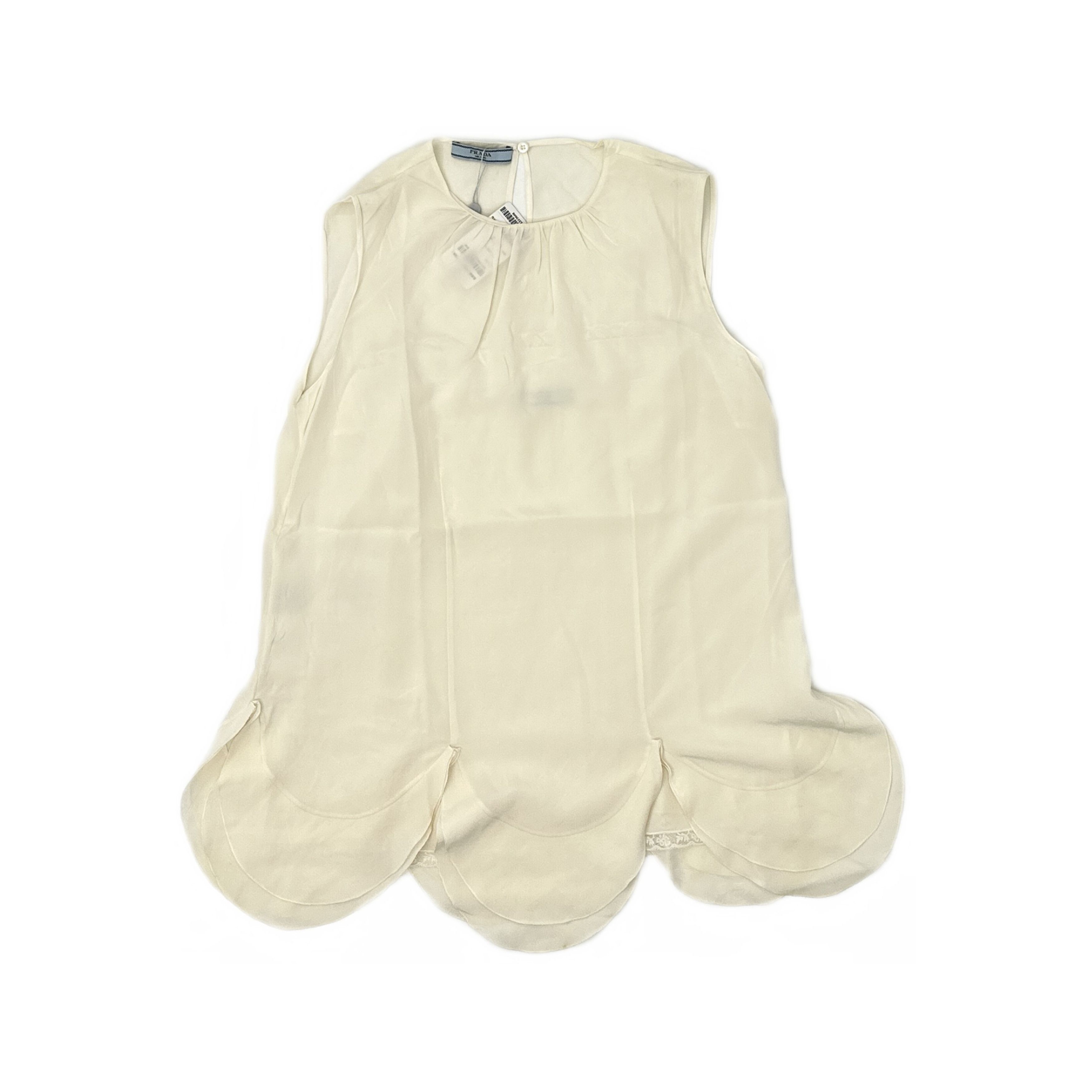 Prada Prada Silk Scalloped Sleeveless Blouse Size 38 Size XS / US 0-2 / IT 36-38 - 1 Thumbnail