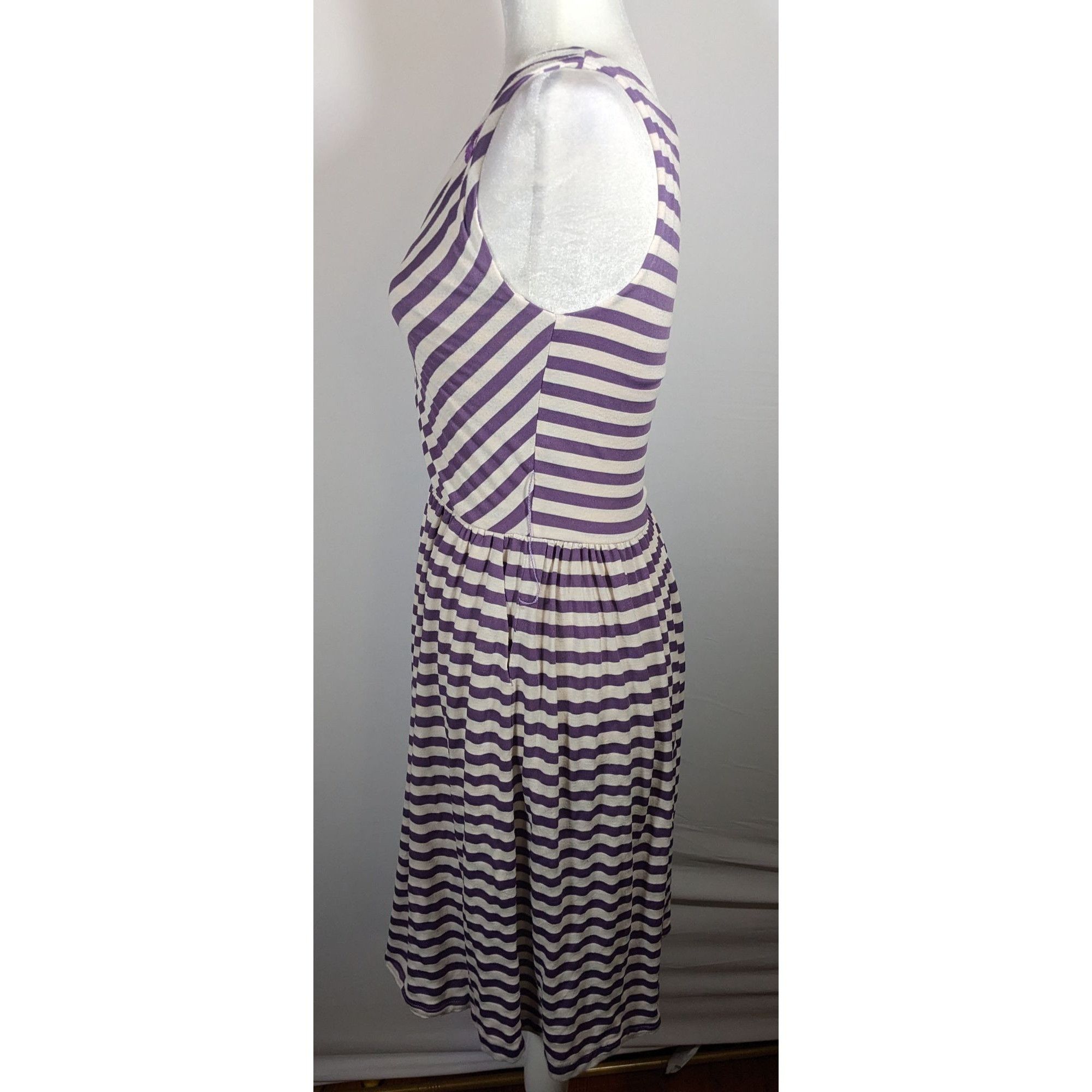Other Knitted Dove Cottagecore Purple And White striped Dress With Size S / US 4 / IT 40 - 10 Thumbnail