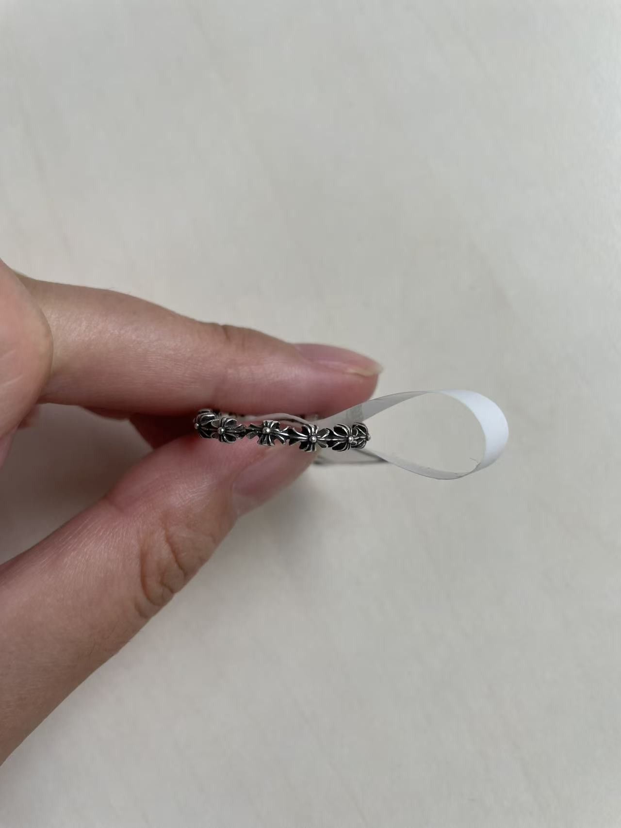 Chrome Hearts Chrome Hearts Silver Tiny E Plus Band Ring Size ONE SIZE - 6 Thumbnail