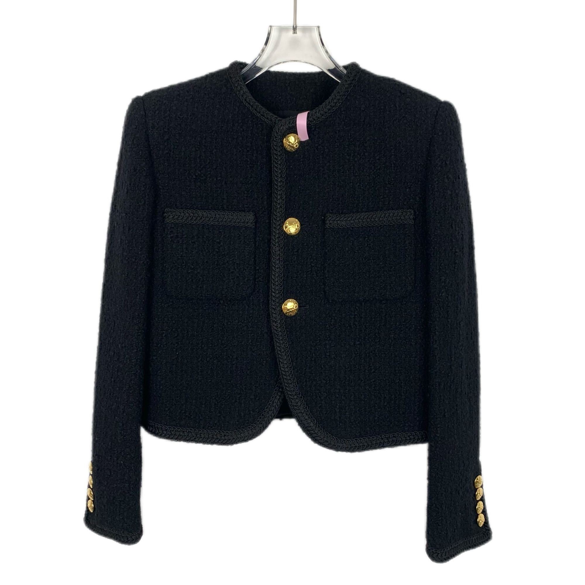 Celine Celine Black Wool Blend Long Sleeve Jacket With Gold Button Size XXS / US 00 / IT 34 - 1 Thumbnail