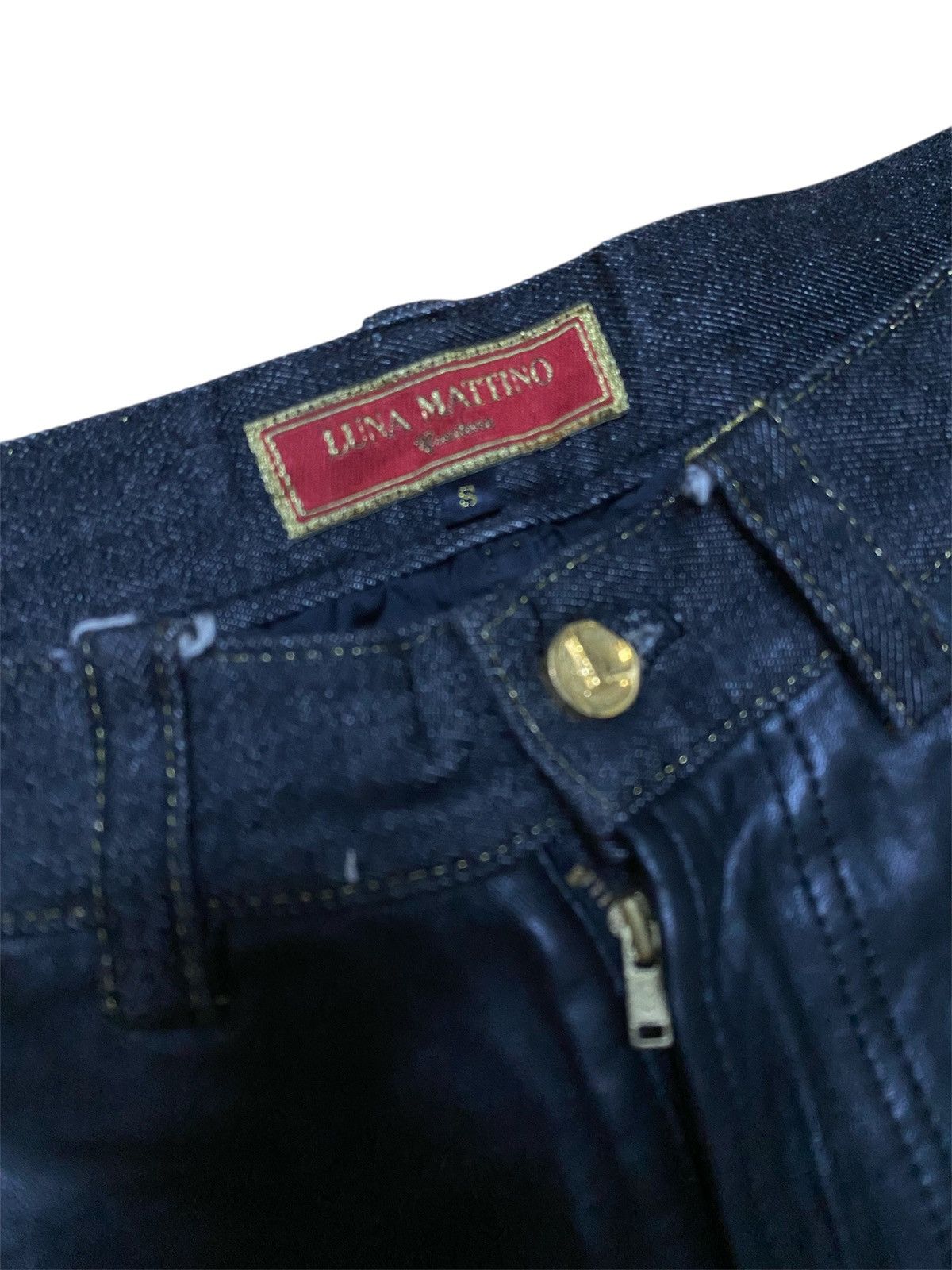 Other Vintage Luna Mattino Half Leather Jeans Size 27" / US 4 / IT 40 - 2 Thumbnail
