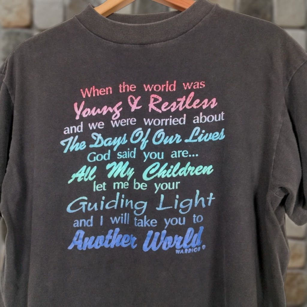 Vintage Vintage Soap Opera Shirt Large Black Single Stitch Warrior Crew Neck T-Shirt Men Size US L / EU 52-54 / 3 - 1 Thumbnail