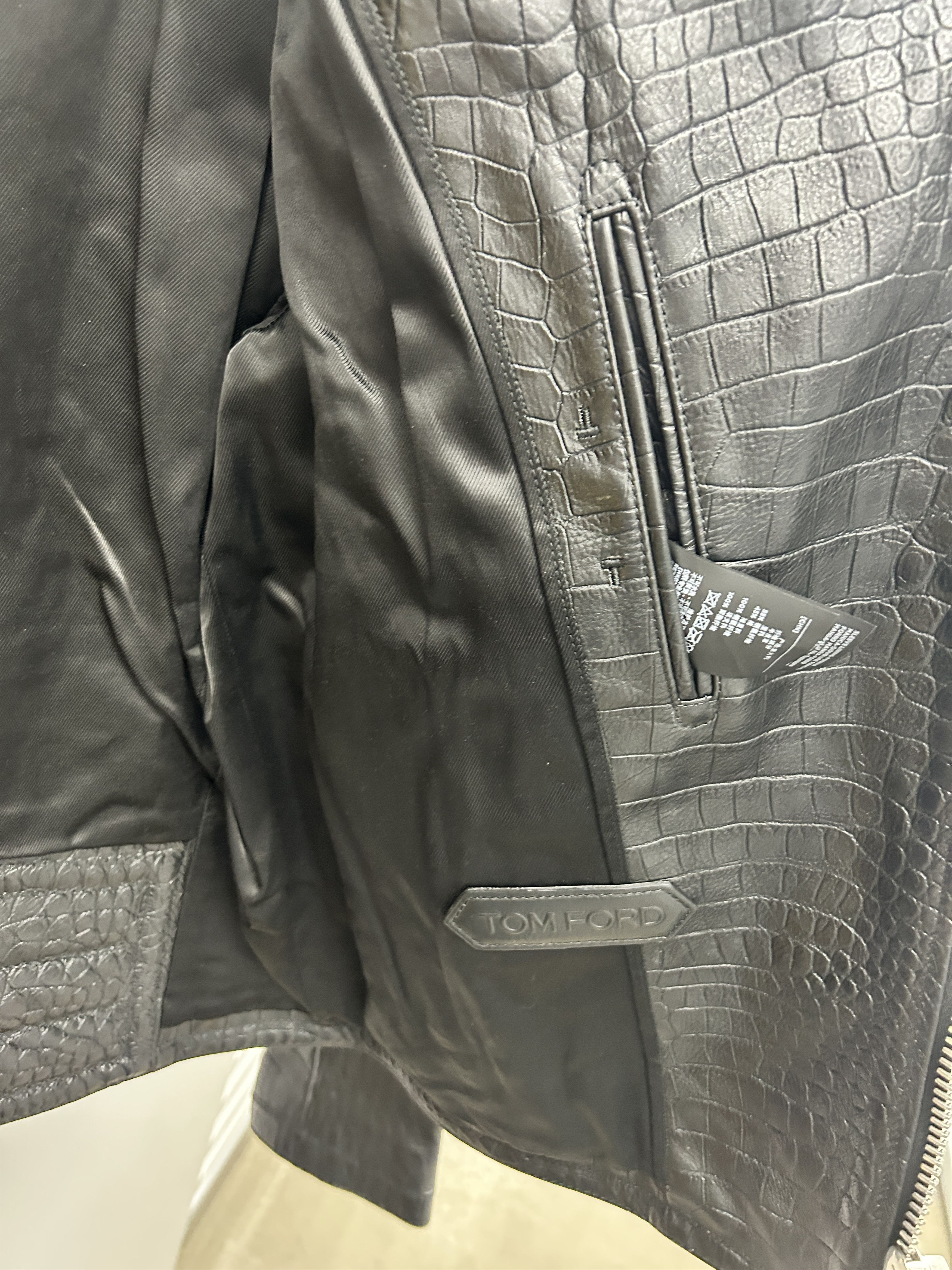 Tom Ford Tom Ford Leather Biker Crocodile Jacket in Black size It 52 Size US L / EU 52-54 / 3 - 14 Thumbnail
