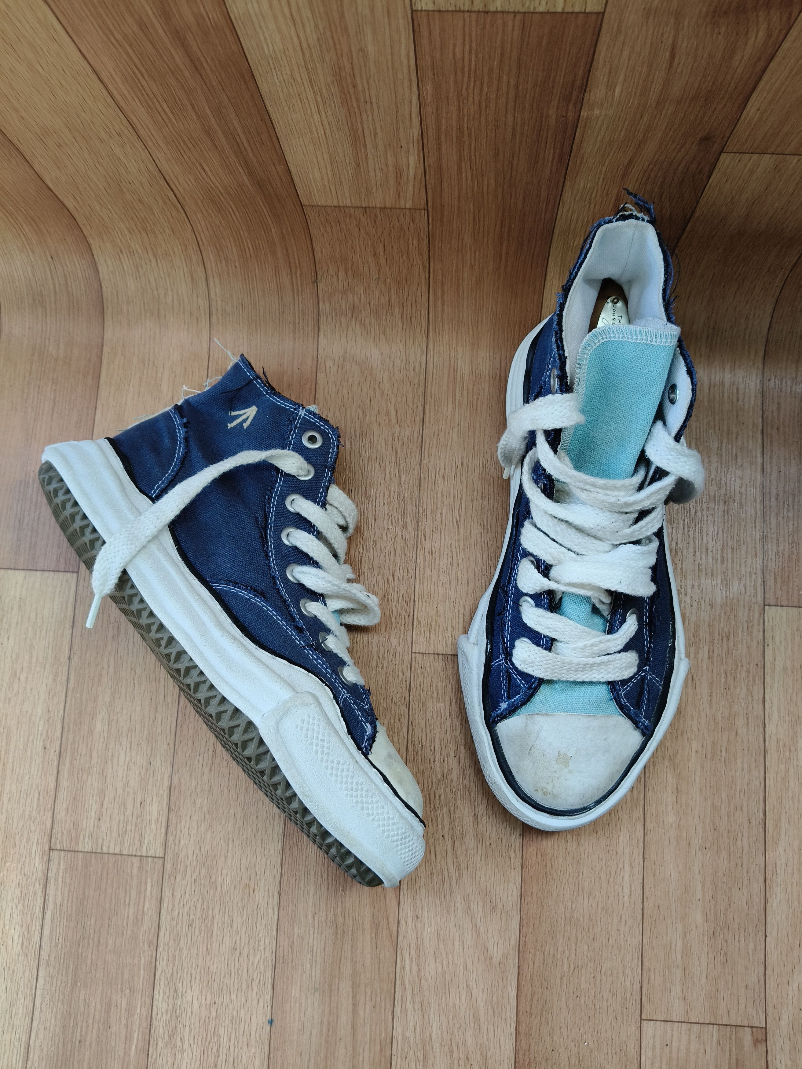 Maison MIHARA YASUHIRO × Nigel Cabourn Melted sole distressed high top sneakers Size US 9 / EU 42 - 9 Thumbnail