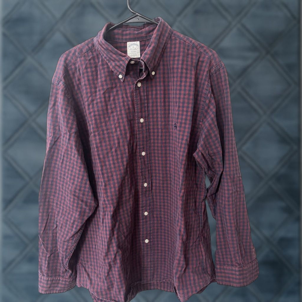 Brooks Brothers Brooks Brothers Regent Dress Shirt Mens XL Check Gingham Purple L/S Button-Down Collar Vintage Classic Preppy Designer American Size US XL / EU 56 / 4 - 1 Thumbnail