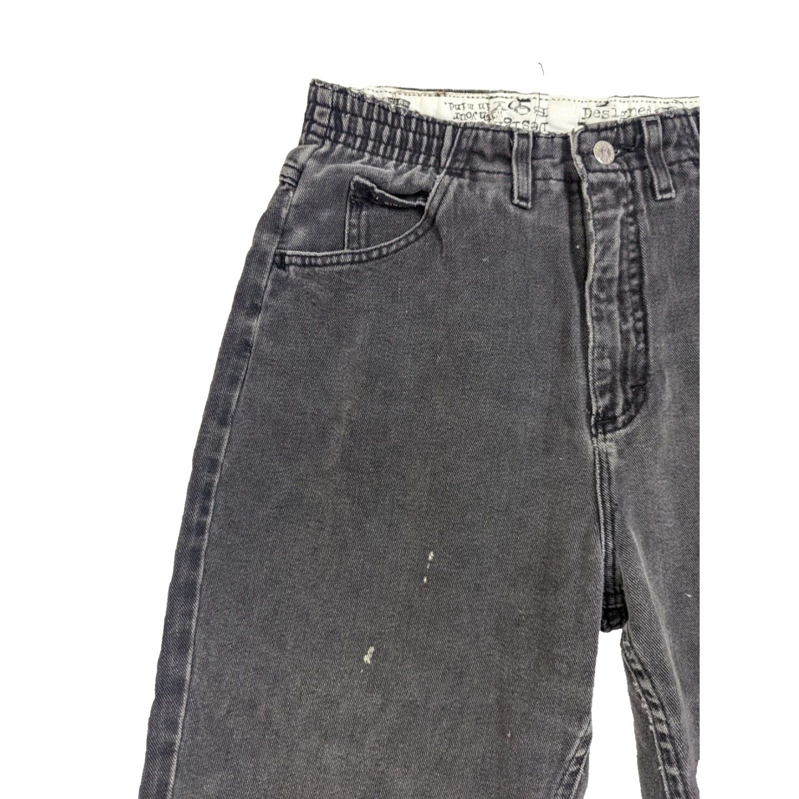 Lee VINTAGE Lee Riders High Elastic Waist Tapered Black Denim Jeans Sz 12 (30x28) USA Mens Womens? Size 34" / US 12 / IT 48 - 4 Thumbnail