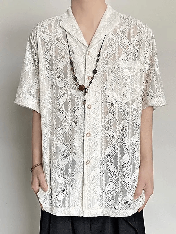 Japanese Brand × Vintage Retro design paisley lace cuban collar shirt Size US M / EU 48-50 / 2 - 2 Thumbnail