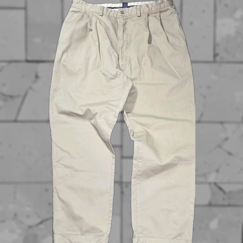 Polo Ralph Lauren VINTAGE Polo Ralph Lauren Mens Pleated Beige Hammond Chino 38x34 actual 36x31 Polo Ralph Lauren Andrew Chino Pant 90s Grunge Preppy Officer Men's Size US M / EU 48-50 / 2 - 1 Thumbnail
