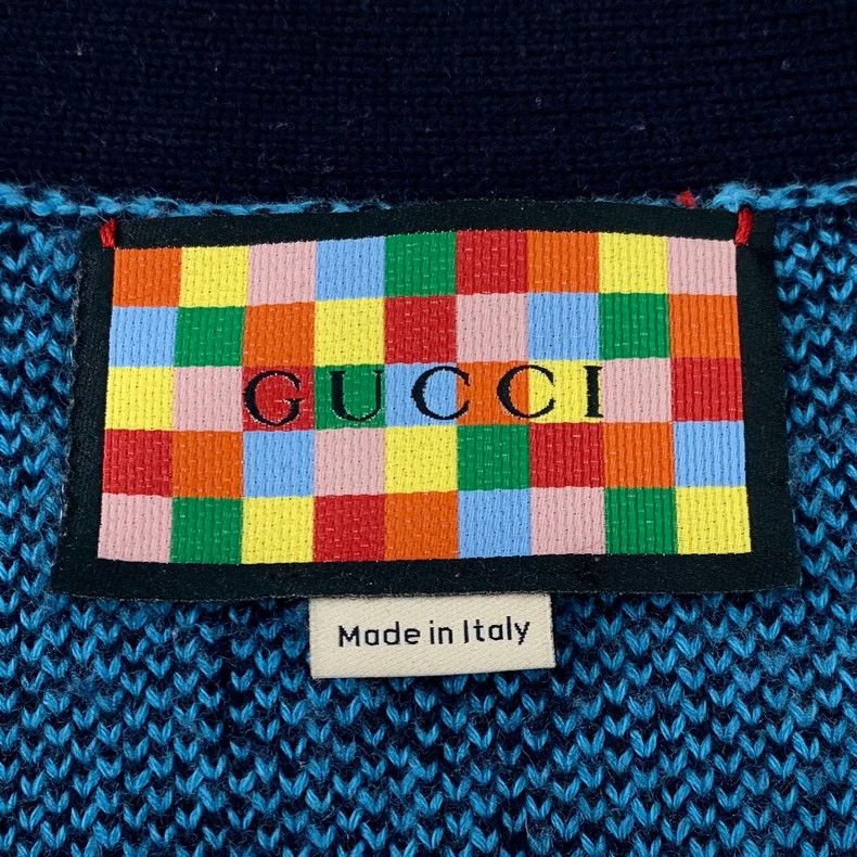 Gucci Gucci Blue logo old flower full printed wool V-neck long-sl Size US S / EU 44-46 / 1 - 6 Thumbnail
