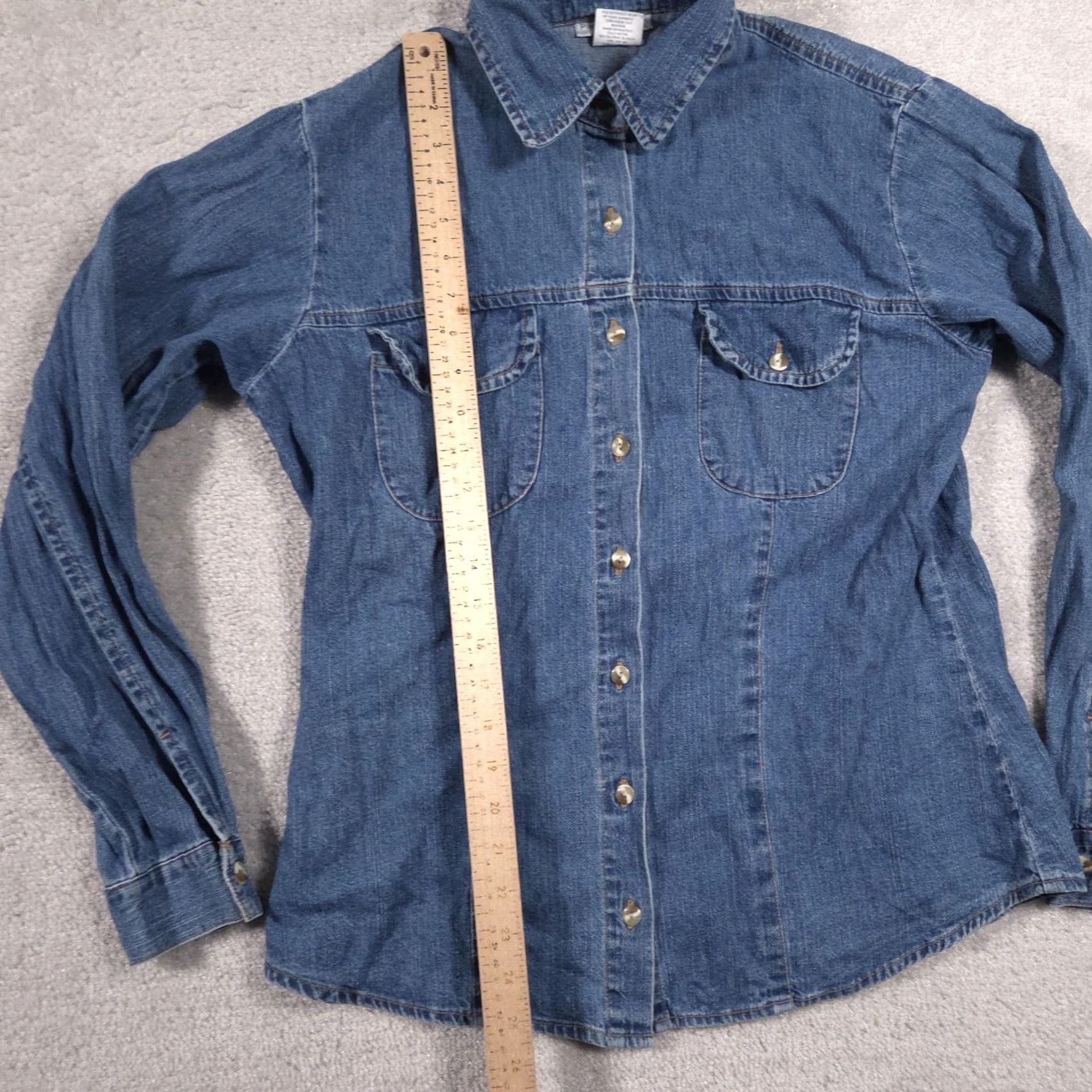 Denime VINTAGE Paris Sport Club Shirt Womens Large Blue Denim Button Front Long Sleeve Western Size L / US 10 / IT 46 - 7 Thumbnail