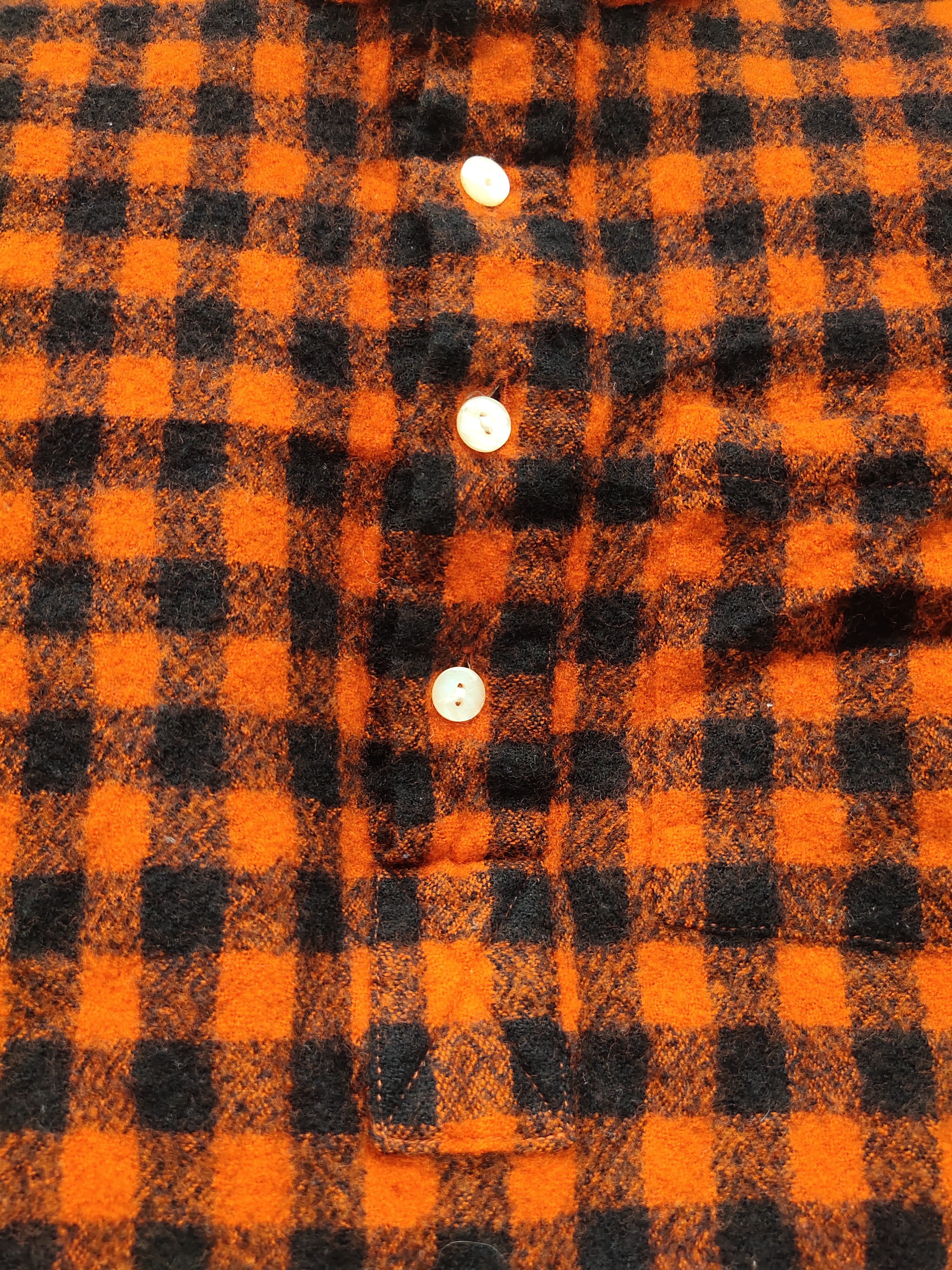HOLLYWOOD RANCH MARKET (S249) HRM Hollywood Ranch Market Orange Buffalo Plaid Shirt Size XS / US 0-2 / IT 36-38 - 4 Thumbnail