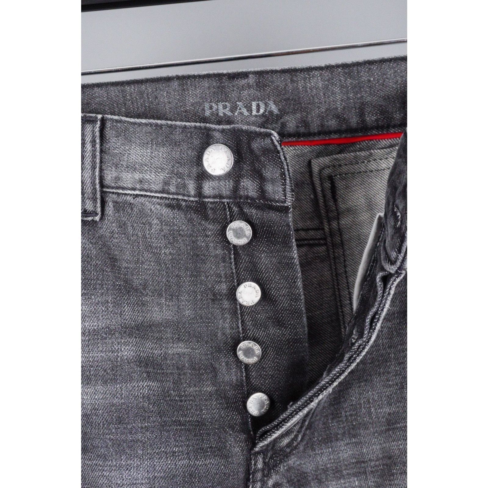 Prada Prada 2009 vintage washed grey riri zip logo jeans pants Size US 33 - 8 Thumbnail
