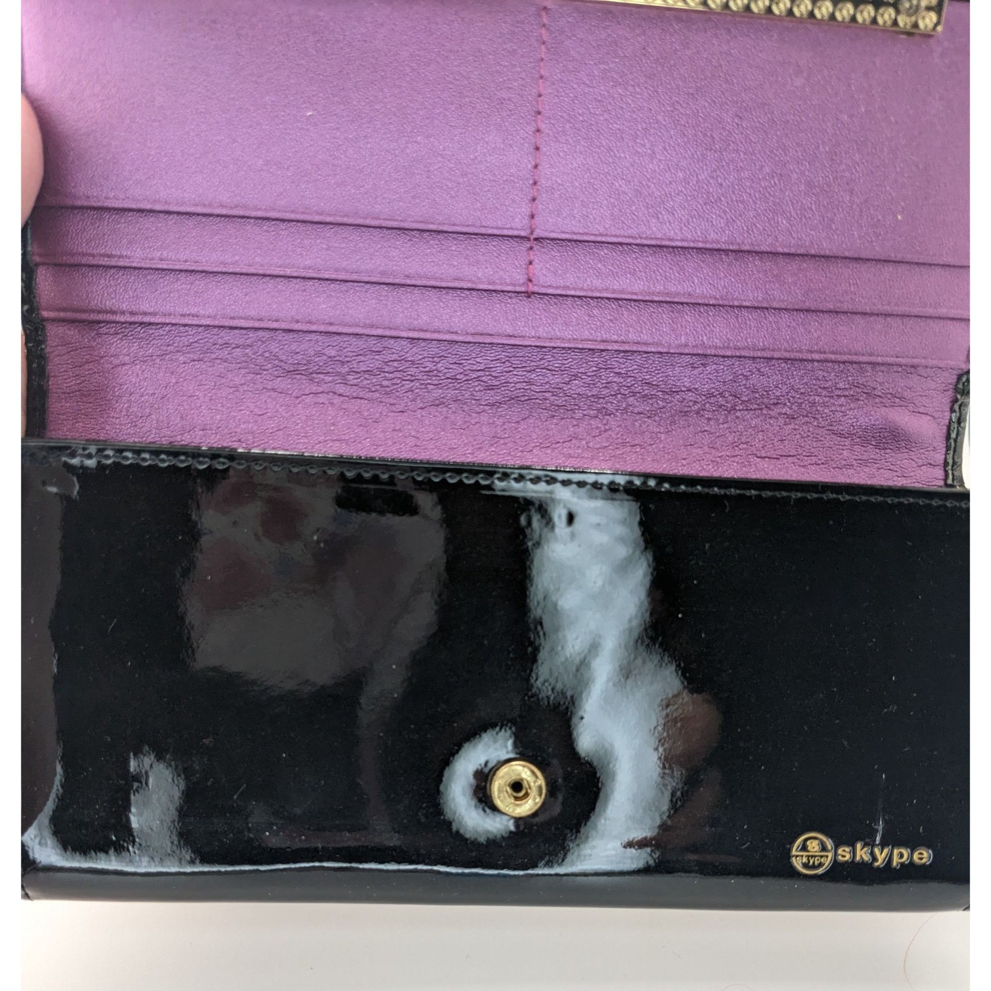 Other Gothic Skype Black And Purple Embossed Leather Wallet With G Size ONE SIZE - 3 Thumbnail