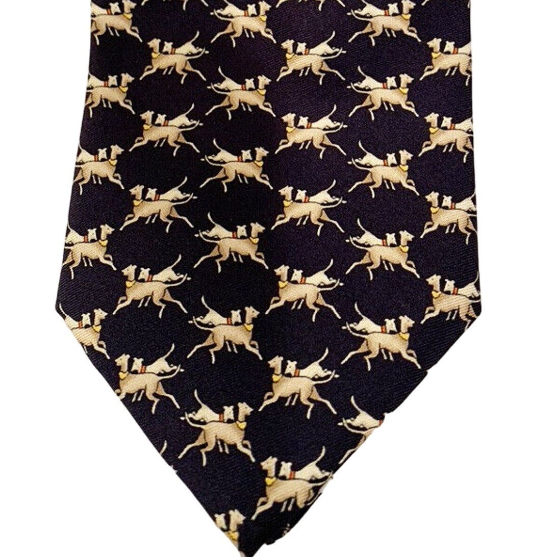 Brooks Brooks Basic Silk Tie Dogs pattern Made in the USA Size ONE SIZE - 1 Thumbnail