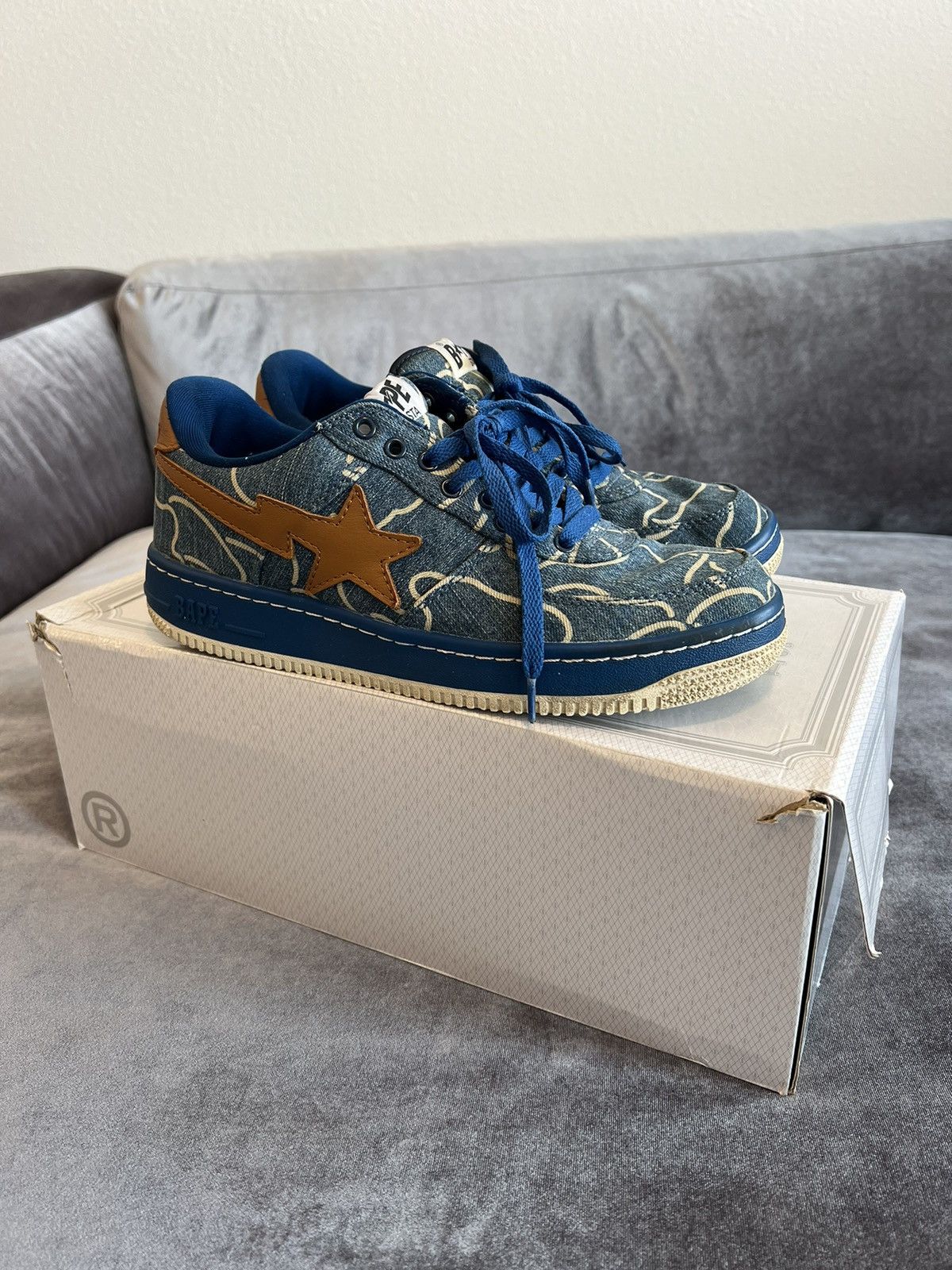 Bape Denim Bapesta Size US 9 / EU 42 - 4 Thumbnail