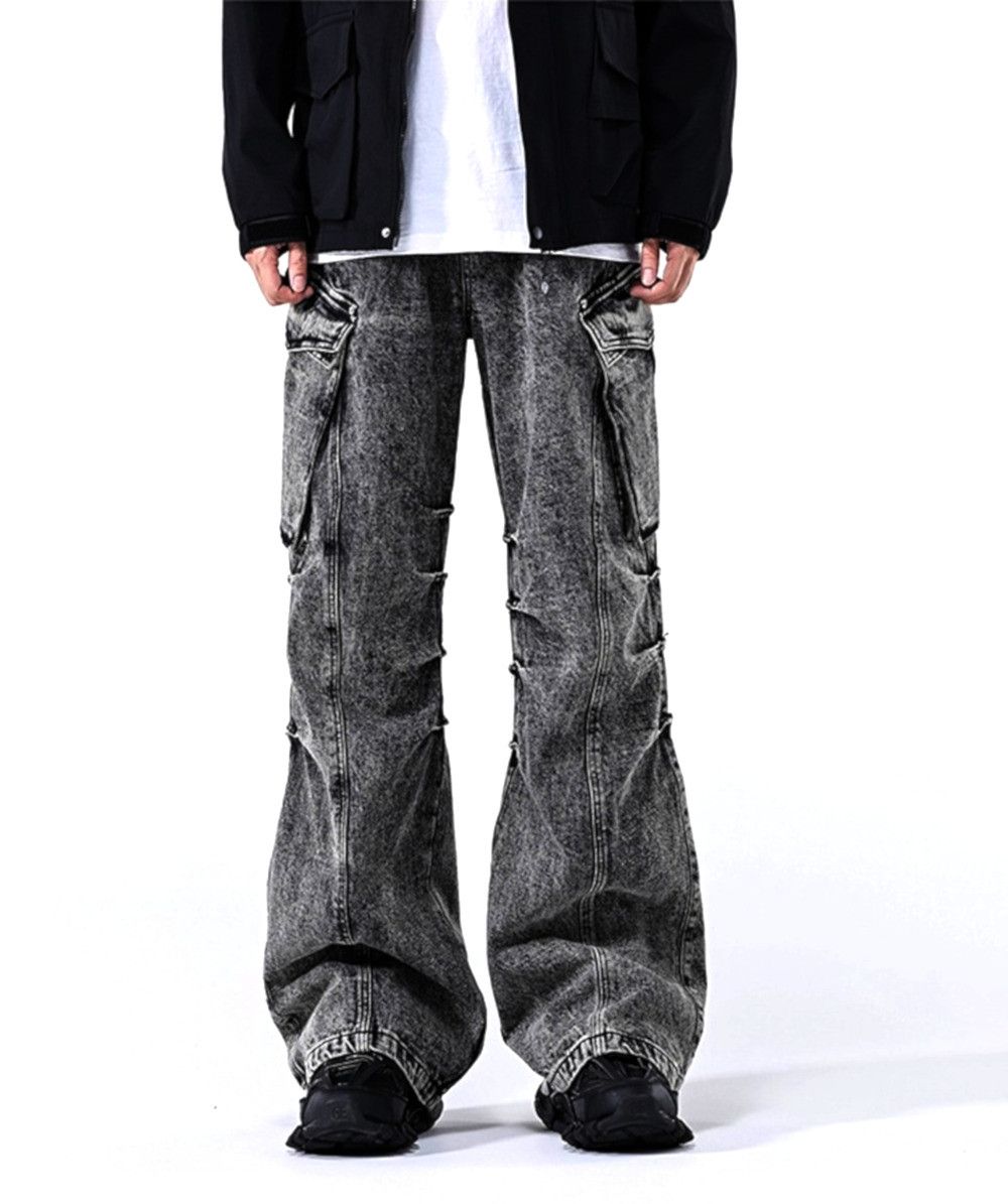 Designer × Japanese Brand × Vintage Stunning Punk Oversize Pockets Heavy Washed Cargo Pants Rave Size US 33 - 6 Thumbnail