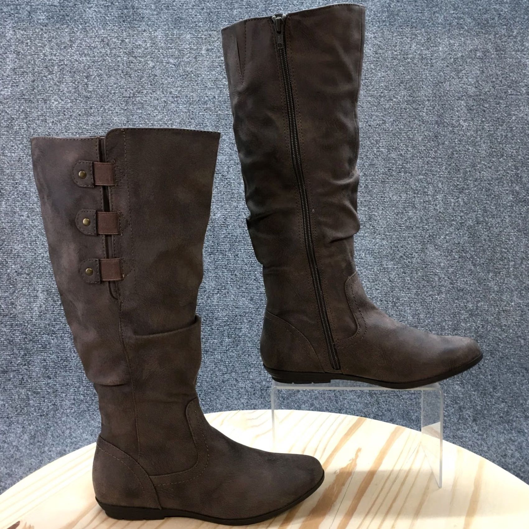 Vintage White Mountain Cliffs Boots Womens Felisa Tall Riding Brown Faux Leather Shoes M Felisa Riding Boot Womens Brown Size US 5 / IT 35 - 2 Thumbnail