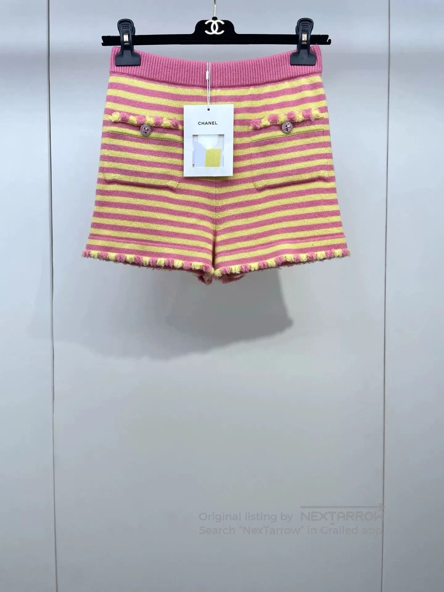 Chanel 25S Striped Knit Shorts.