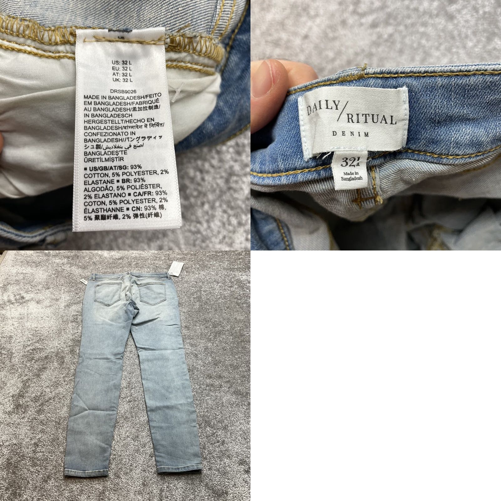 Vintage VINTAGE Daily Ritual Jeans Women 32 Long Light Wash Skinny NWT Size 24" / US 00 / IT 34 - 9 Thumbnail