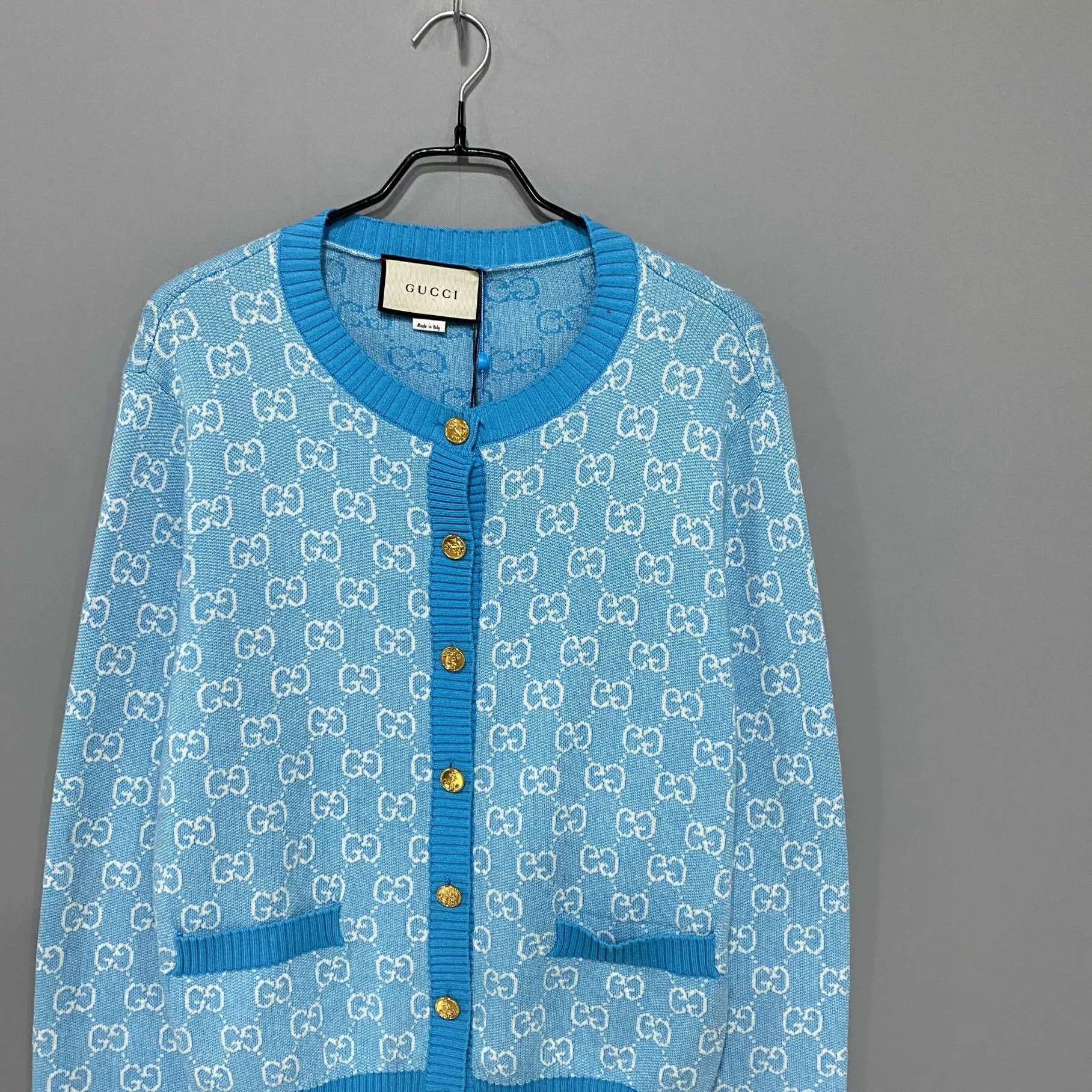 Gucci GUCCI sky blue gold button cardigan L Size L / US 10 / IT 46 - 2 Thumbnail
