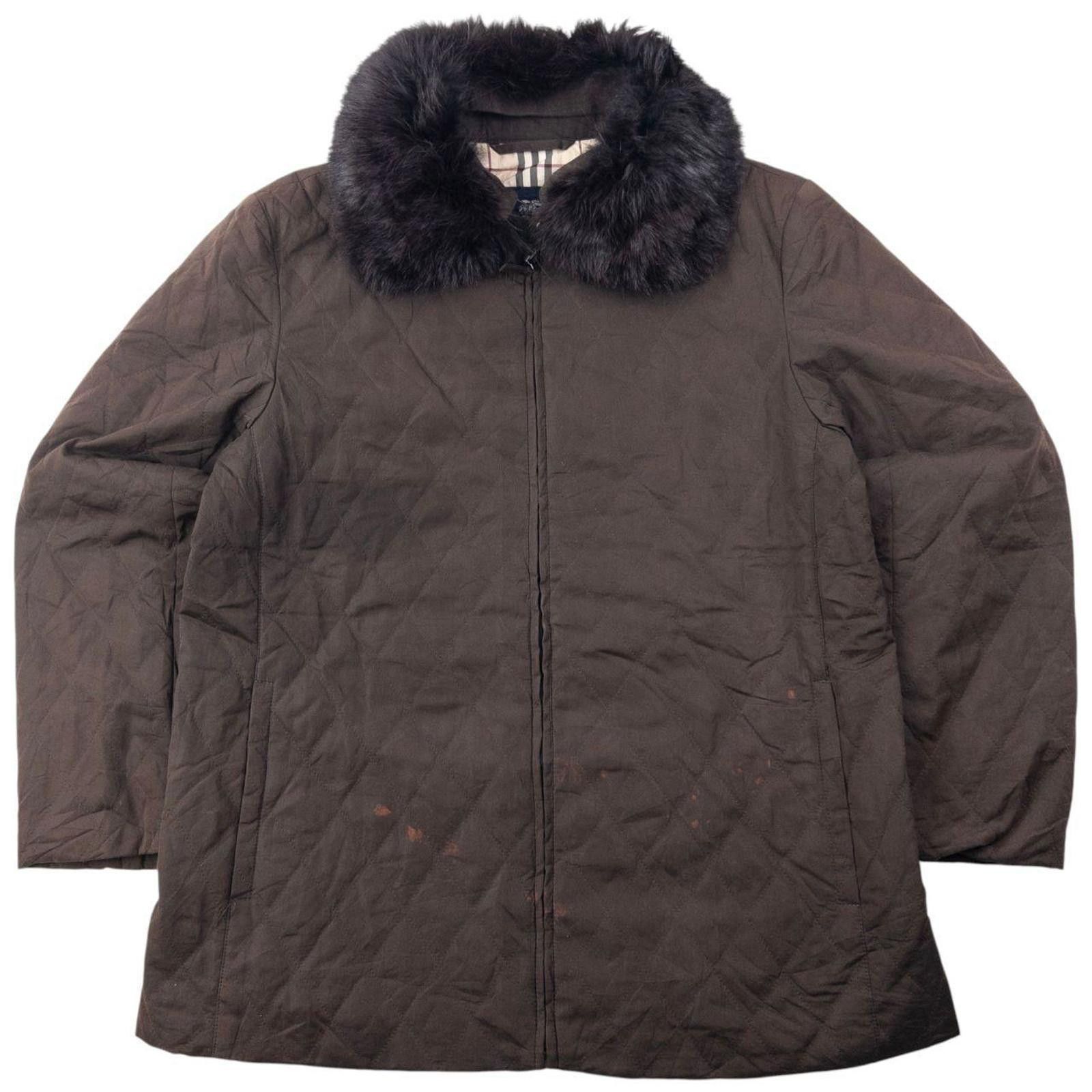 Burberry Vintage 2000s Burberry Nova Check Lined Fur Collar Jacket L Size US L / EU 52-54 / 3 - 1 Thumbnail
