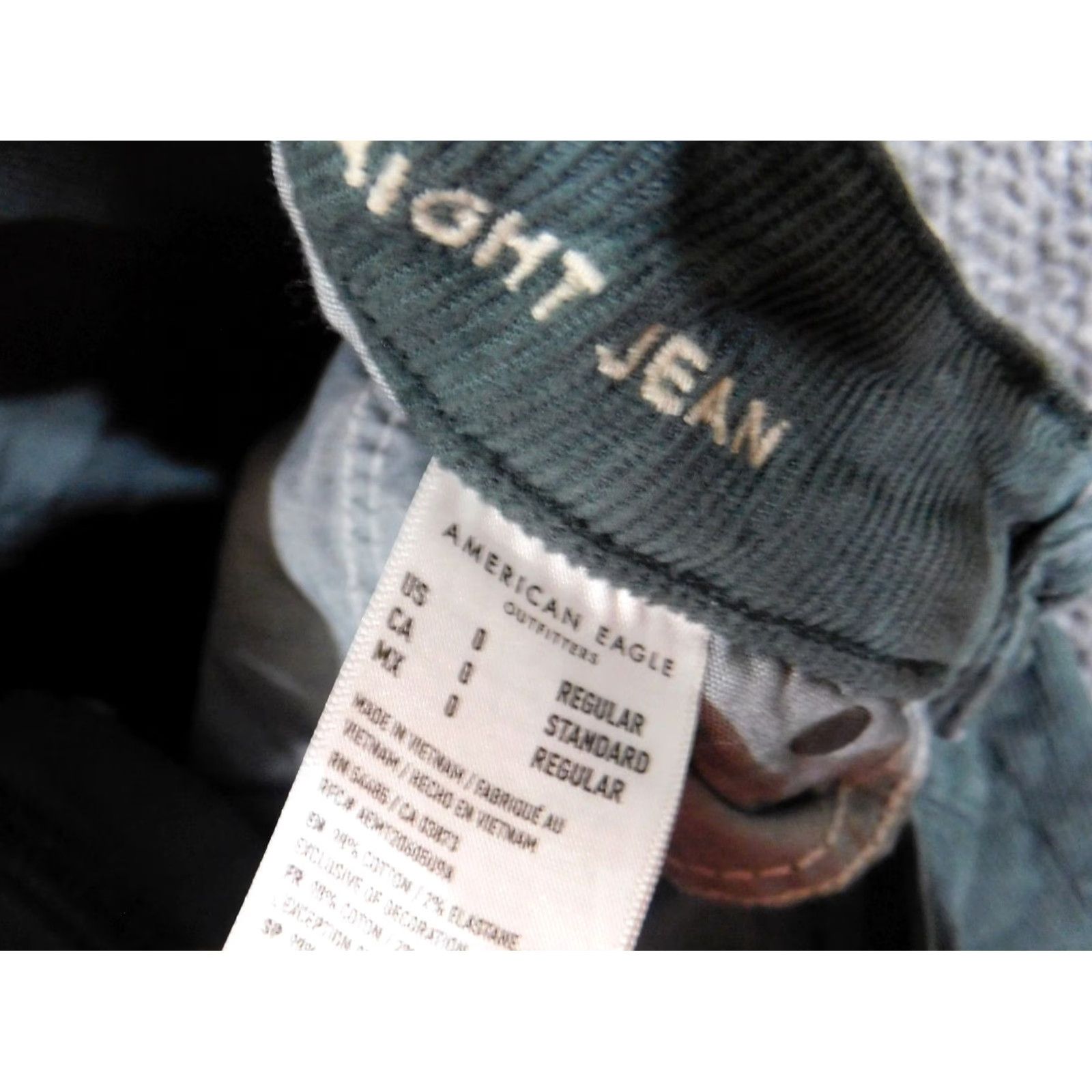 American Eagle Outfitters American Eagle Jeans Womens size 0 Mom Straight Green Corduroy Retro Nickel Zipper Pockets Size 26" / US 2 / IT 38 - 5 Thumbnail