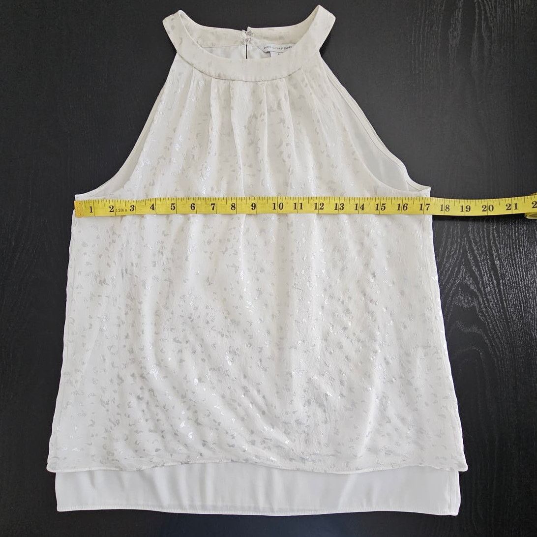 Diane von Furstenberg DVF Diane Von Furstenberg Parvay White/Metallic Silk Top 4 Size S / US 4 / IT 40 - 8 Thumbnail